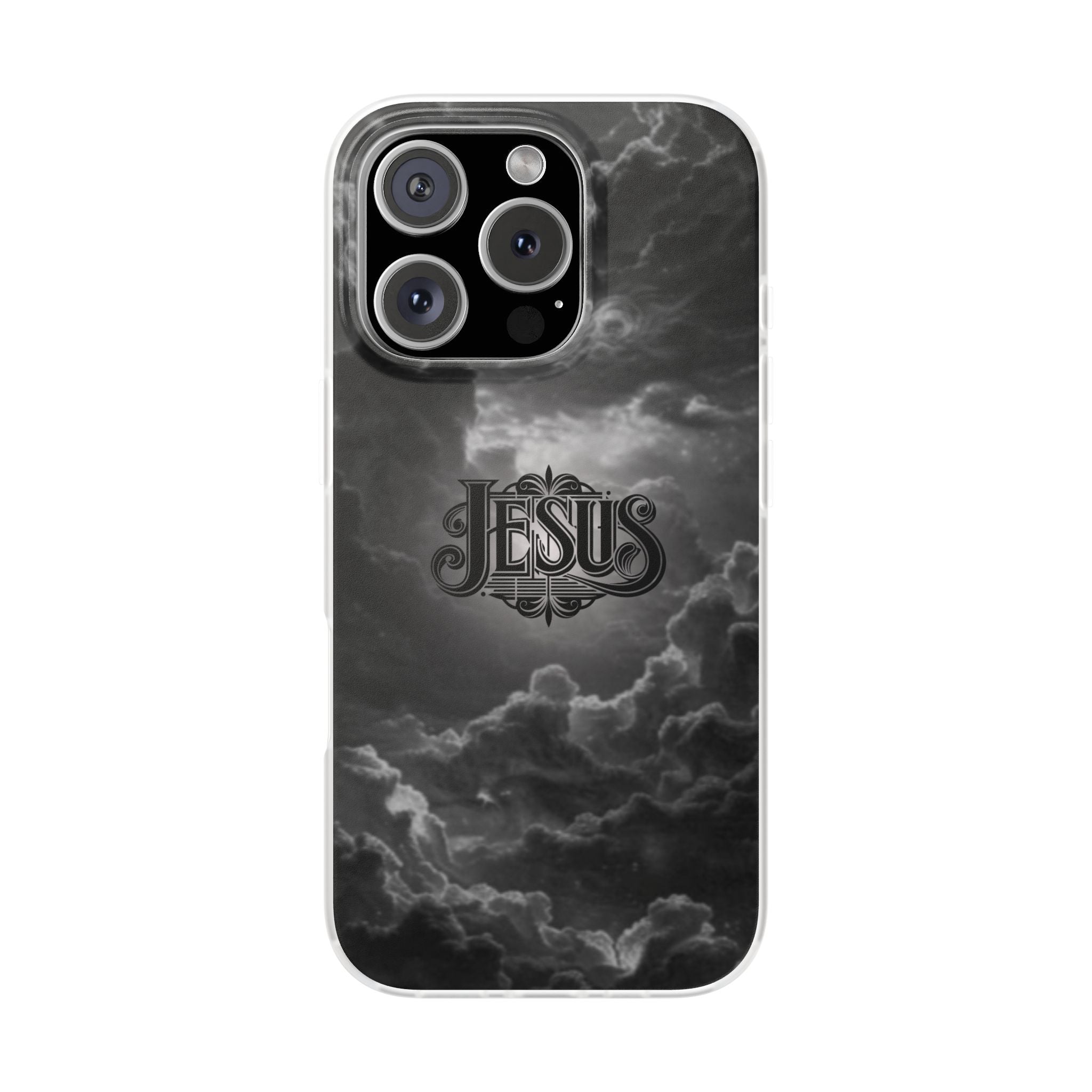 Jesus Cloud Phone Case — Faith-Inspired Flexi Case with 'Jesus' Script