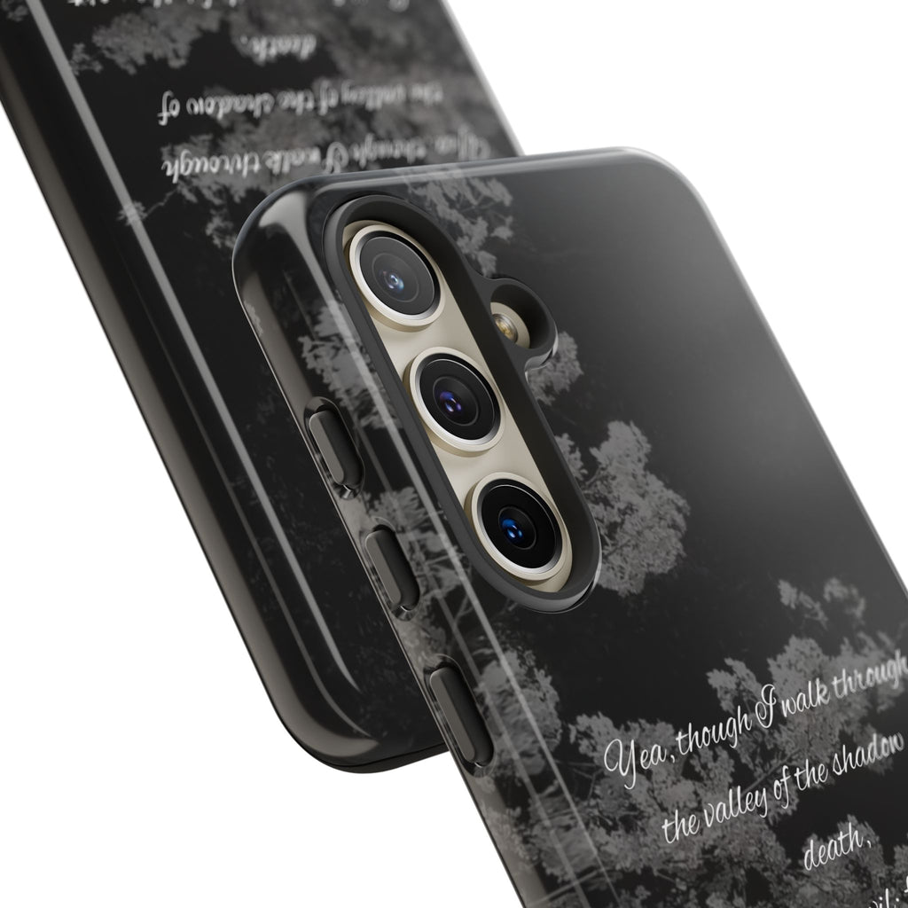 Bible Verse Phone Case — Psalm 23:4 Comfort Black Protective Cover