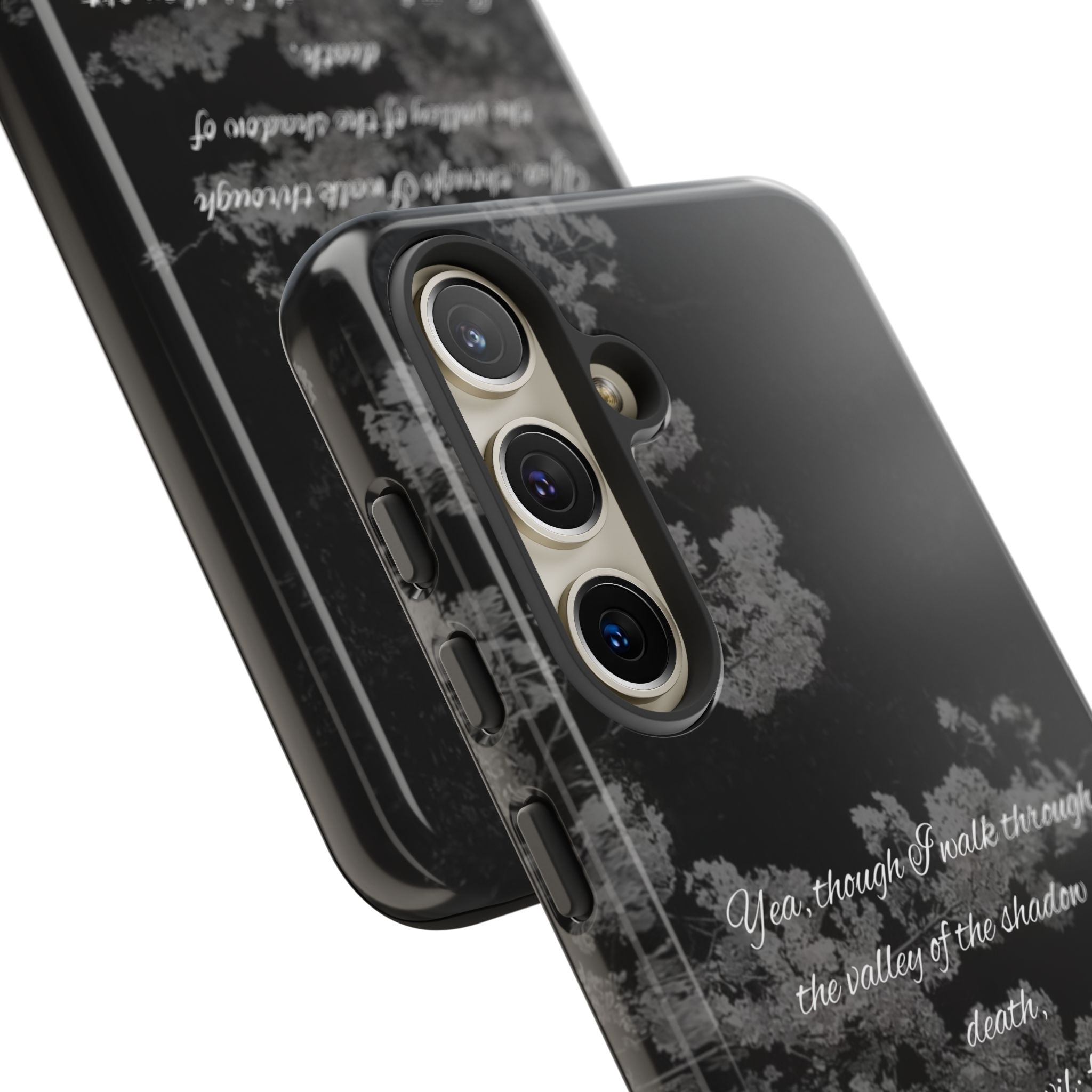Bible Verse Phone Case — Psalm 23:4 Comfort Black Protective Cover