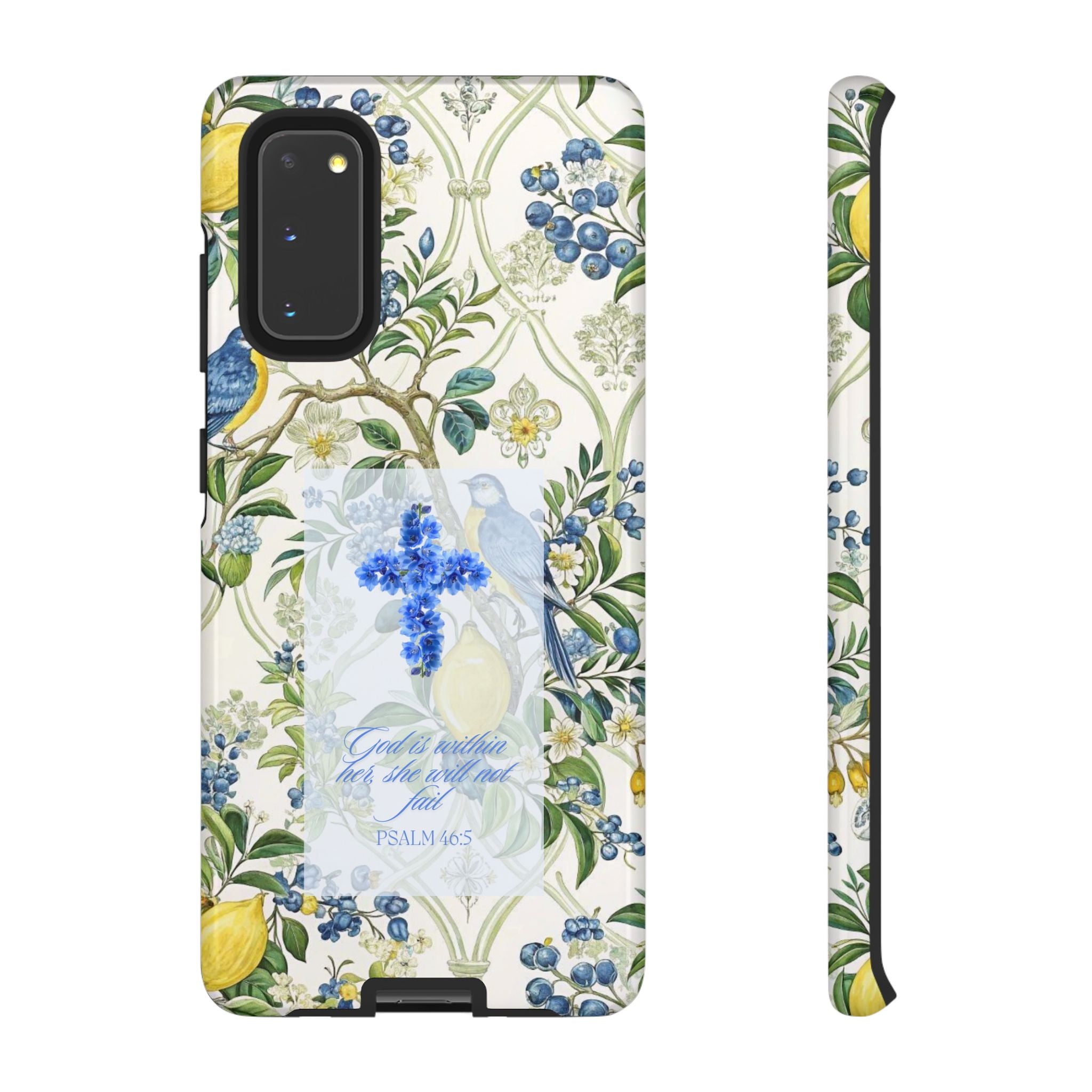 Floral Cross Tough Phone Case — Psalms Blessing Protective Cover