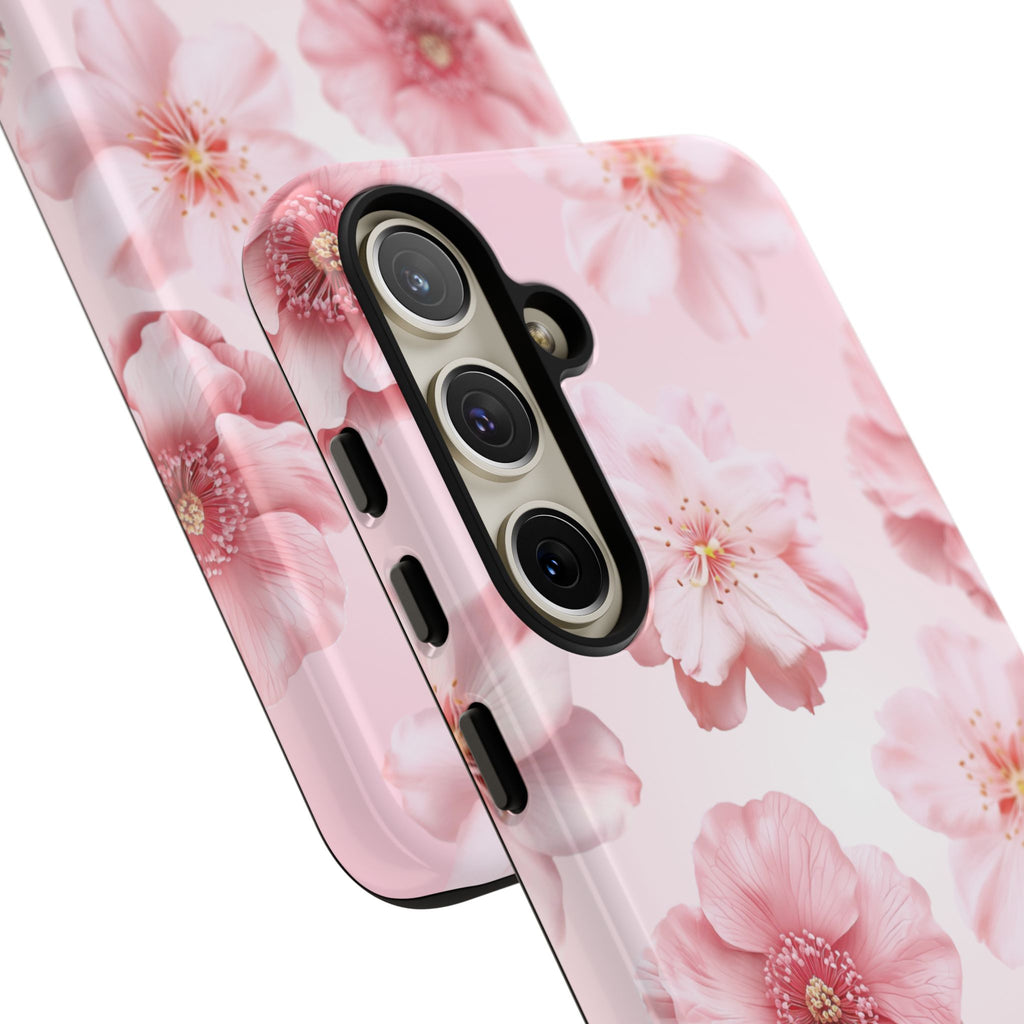 Pink Floral Tough Phone Case — Protective Sakura Blossom Design