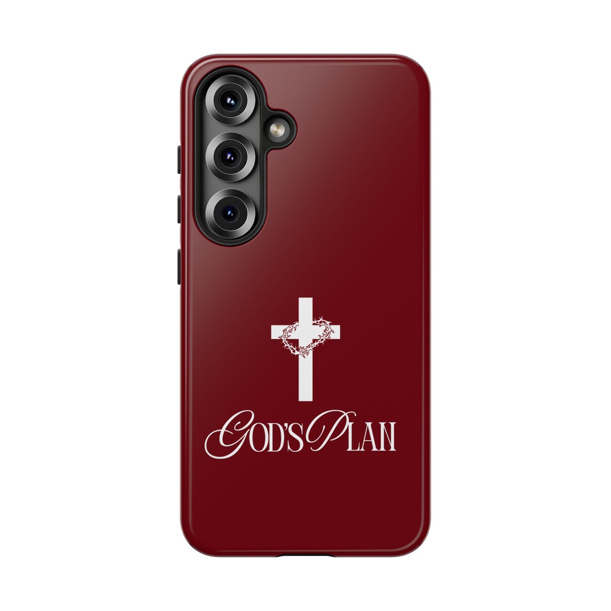 God's Plan — Christian Tough Phone Case | Cross Faith Burgundy Cover