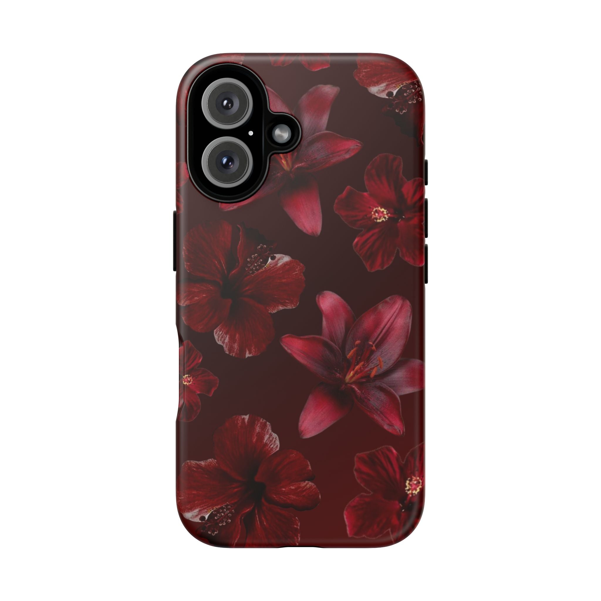 Tough Cases - Dark Red Floral Phone Case