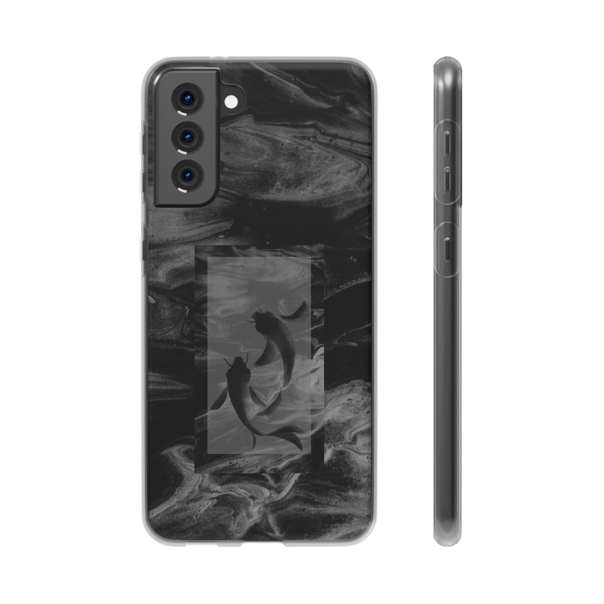Black Koi Phone Case — Minimalist Monochrome Fish Design