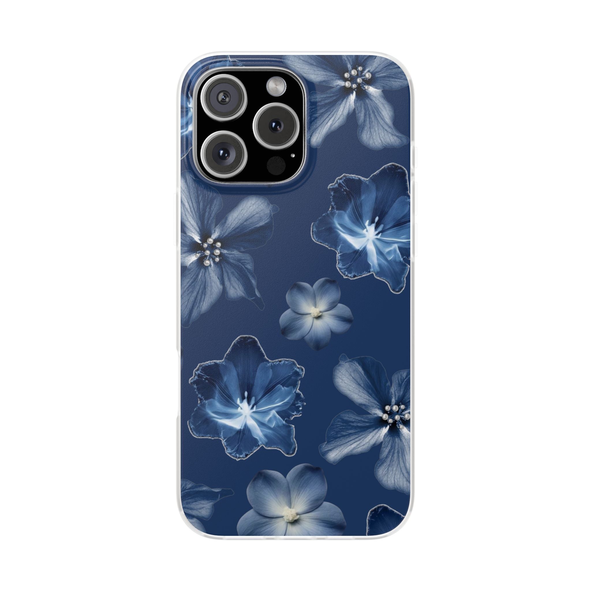 Floral Blue Phone Case — Navy Watercolor Blossom Flexi Case