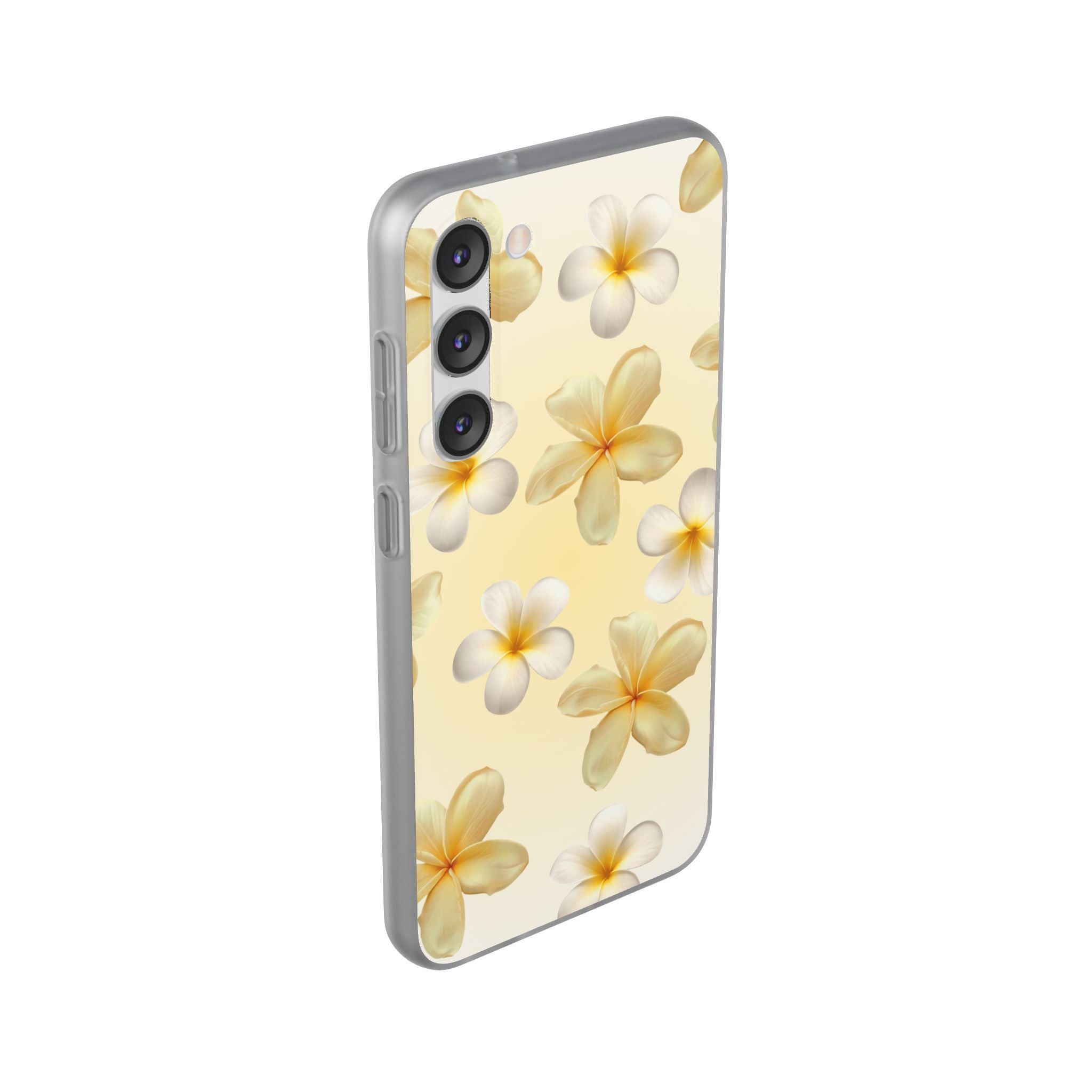 Plumeria Floral Flexi Phone Case — Tropical Yellow Flower Protective Cover