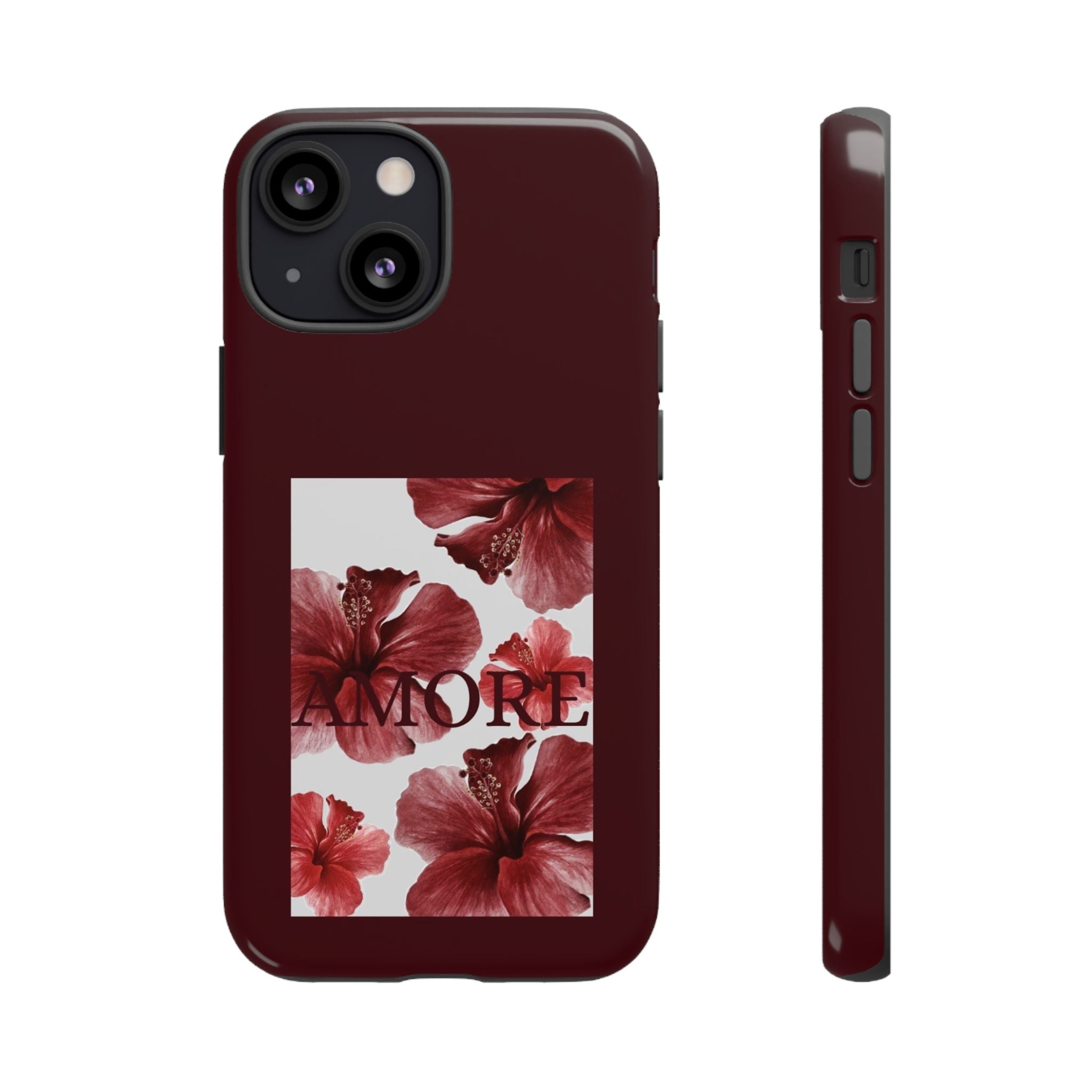 Amore Floral Phone Case — Burgundy Tough Protective Cover