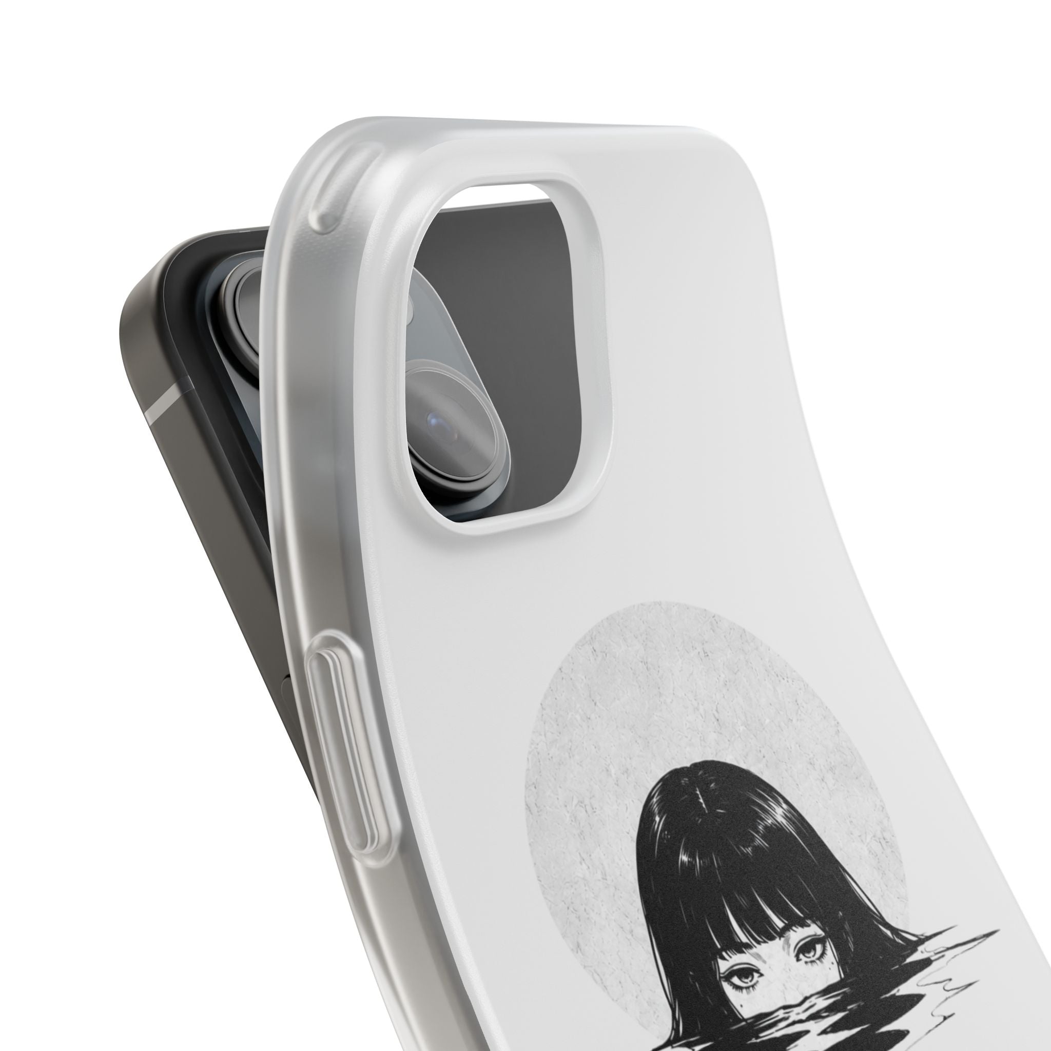 Minimalist Creepy Girl Moon Design