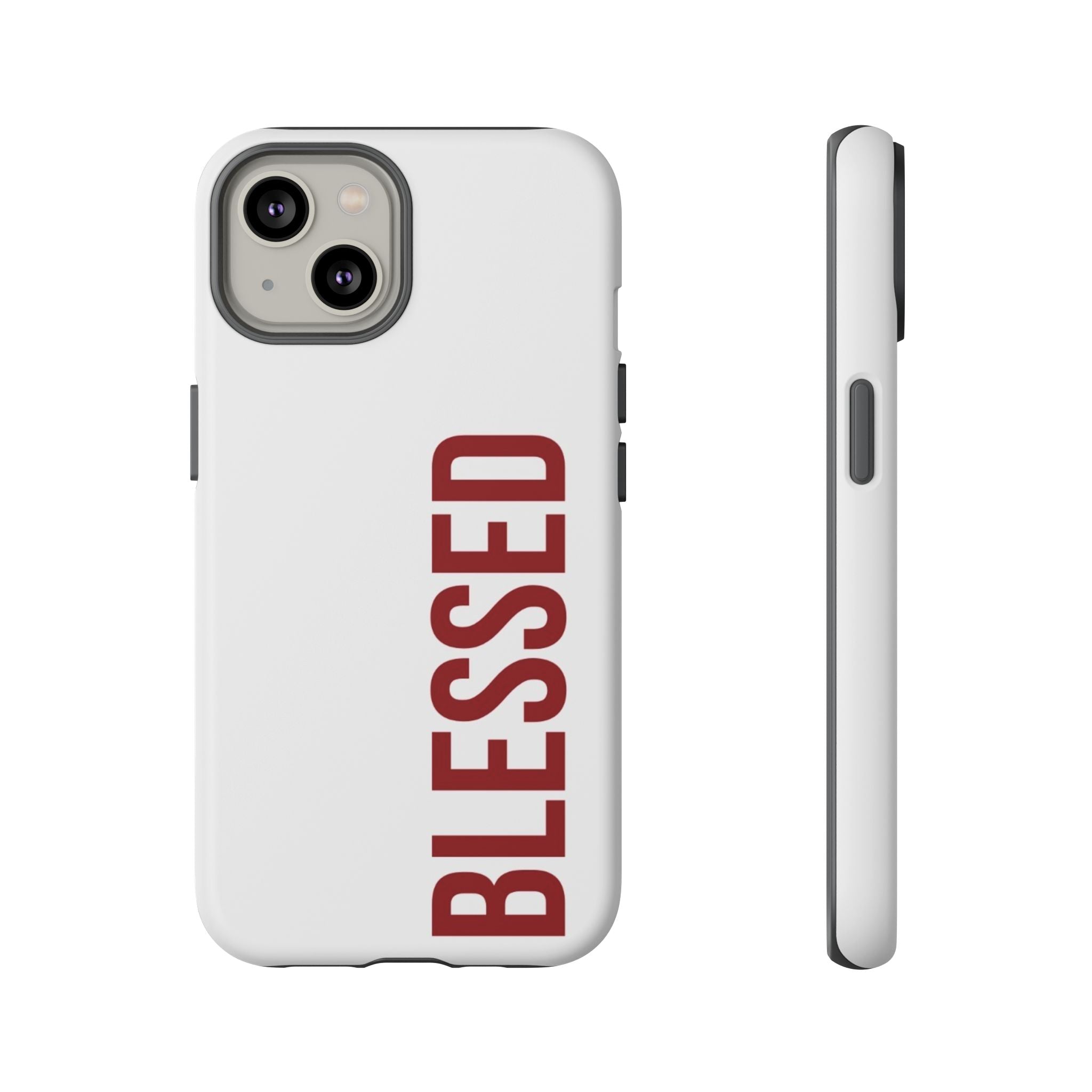 Blessed Vertical Phone Case — Protective Slim iPhone Cover with Red 'BLESSED' Text