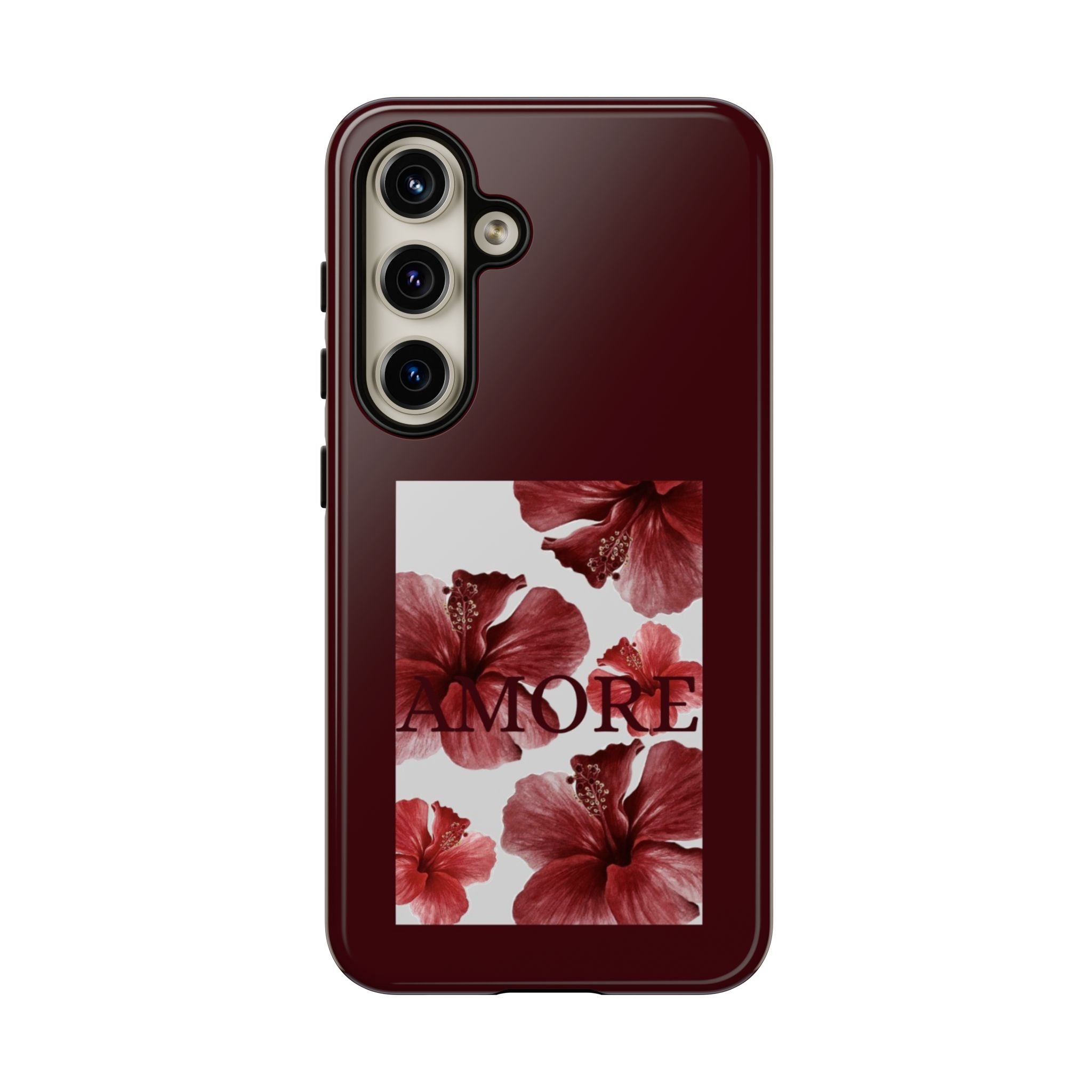 Amore Floral Phone Case — Burgundy Tough Protective Cover