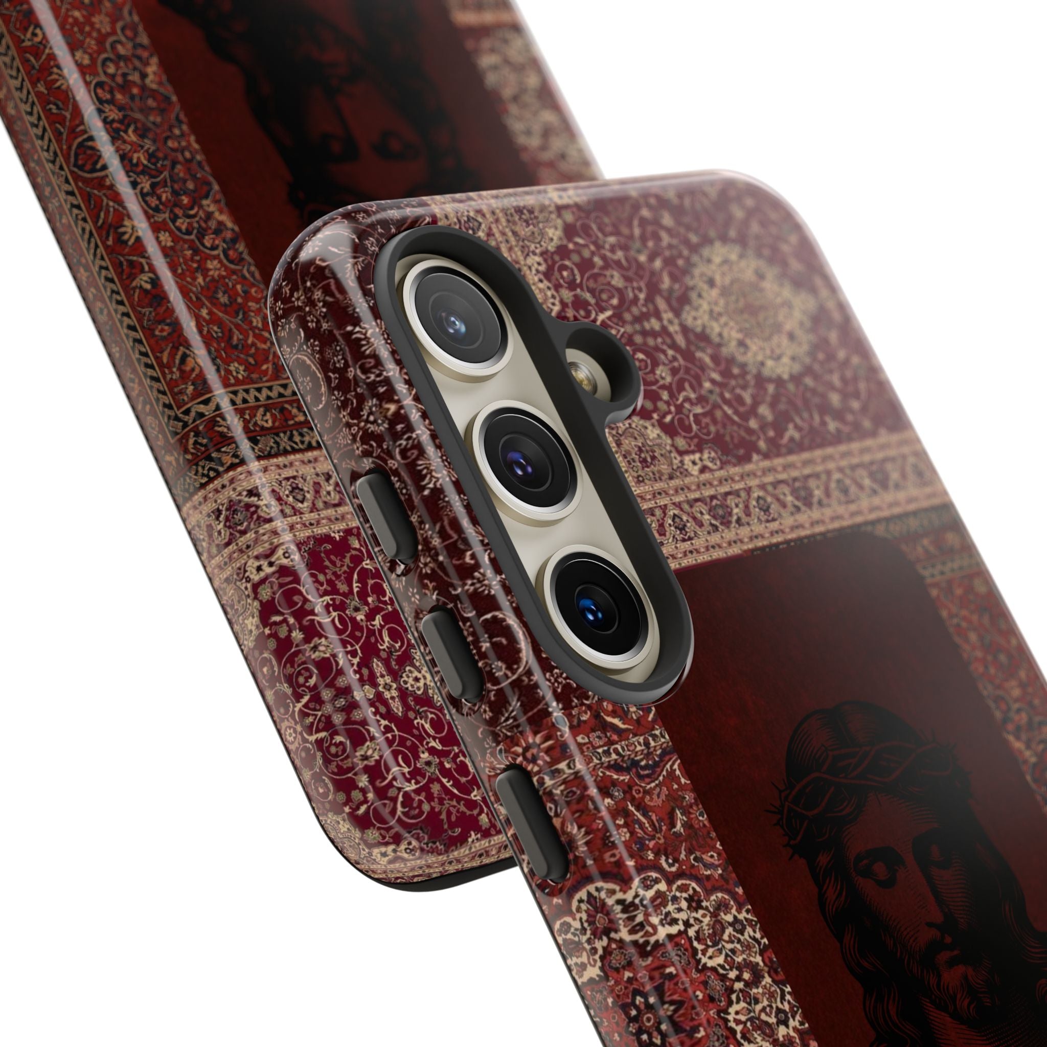Religious Vintage Rug Phone Case — Jesus Portrait Tough Case
