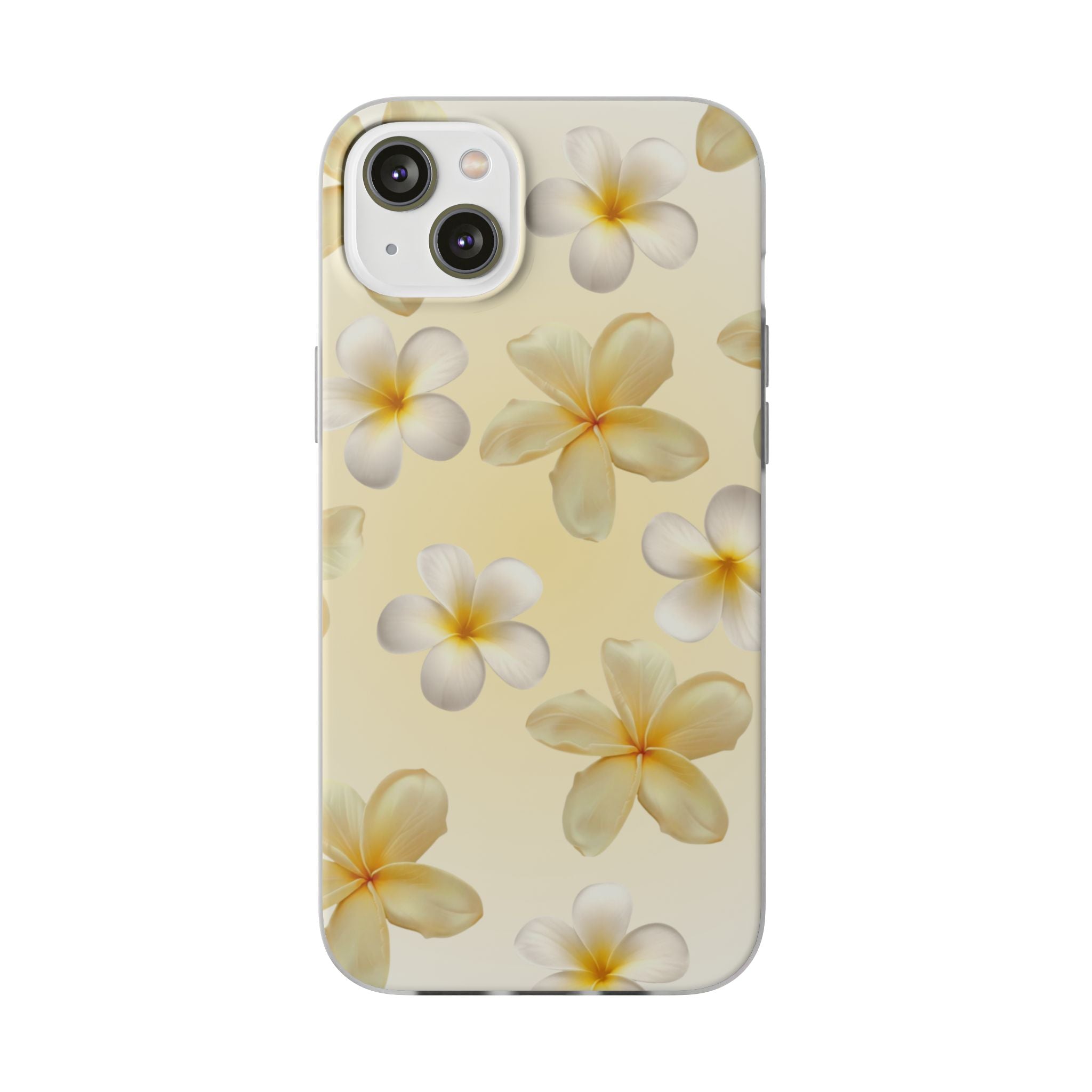 Plumeria Floral Flexi Phone Case — Tropical Yellow Flower Protective Cover