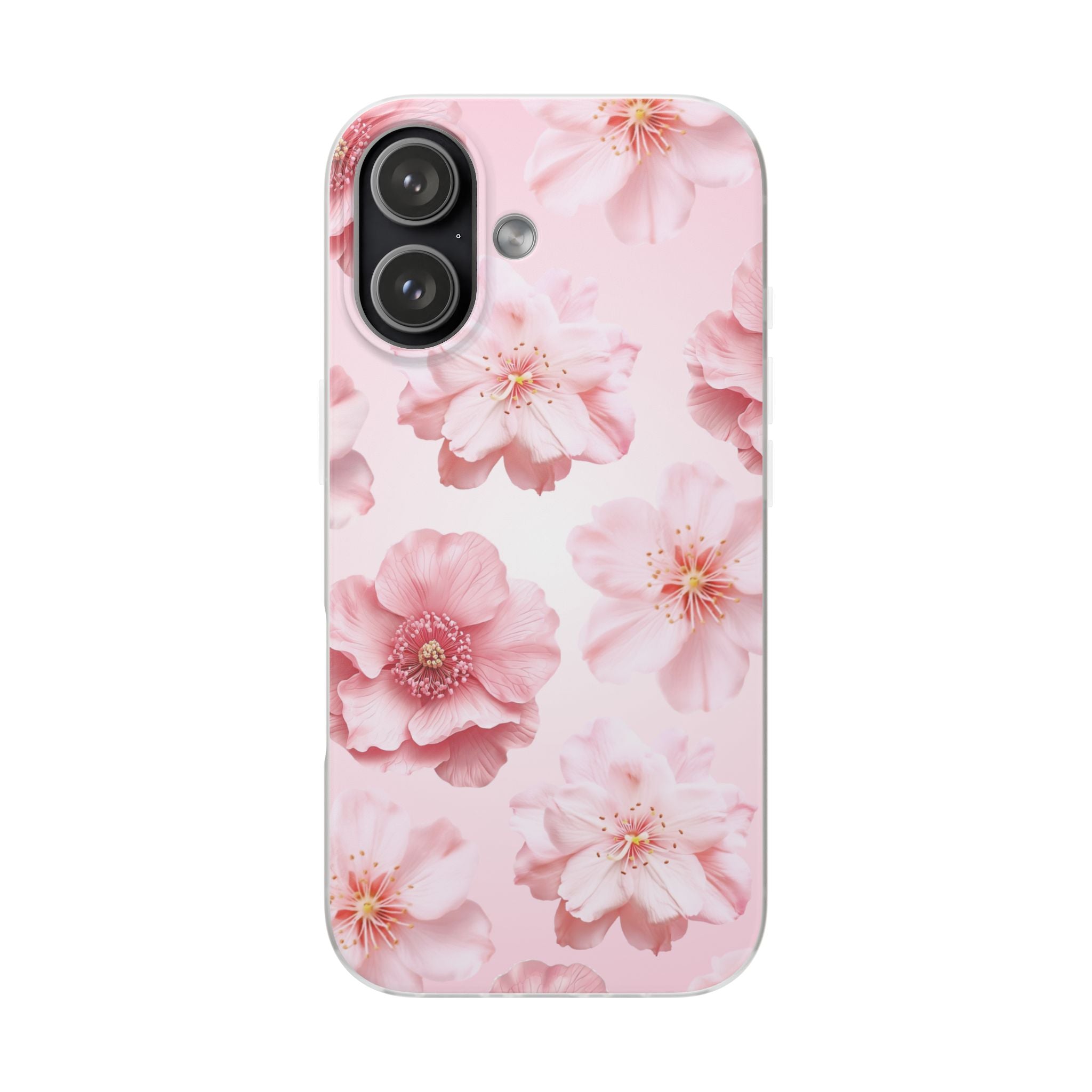 Pink Cherry Blossom Phone Case — Floral Slim Flexi Case for iPhone