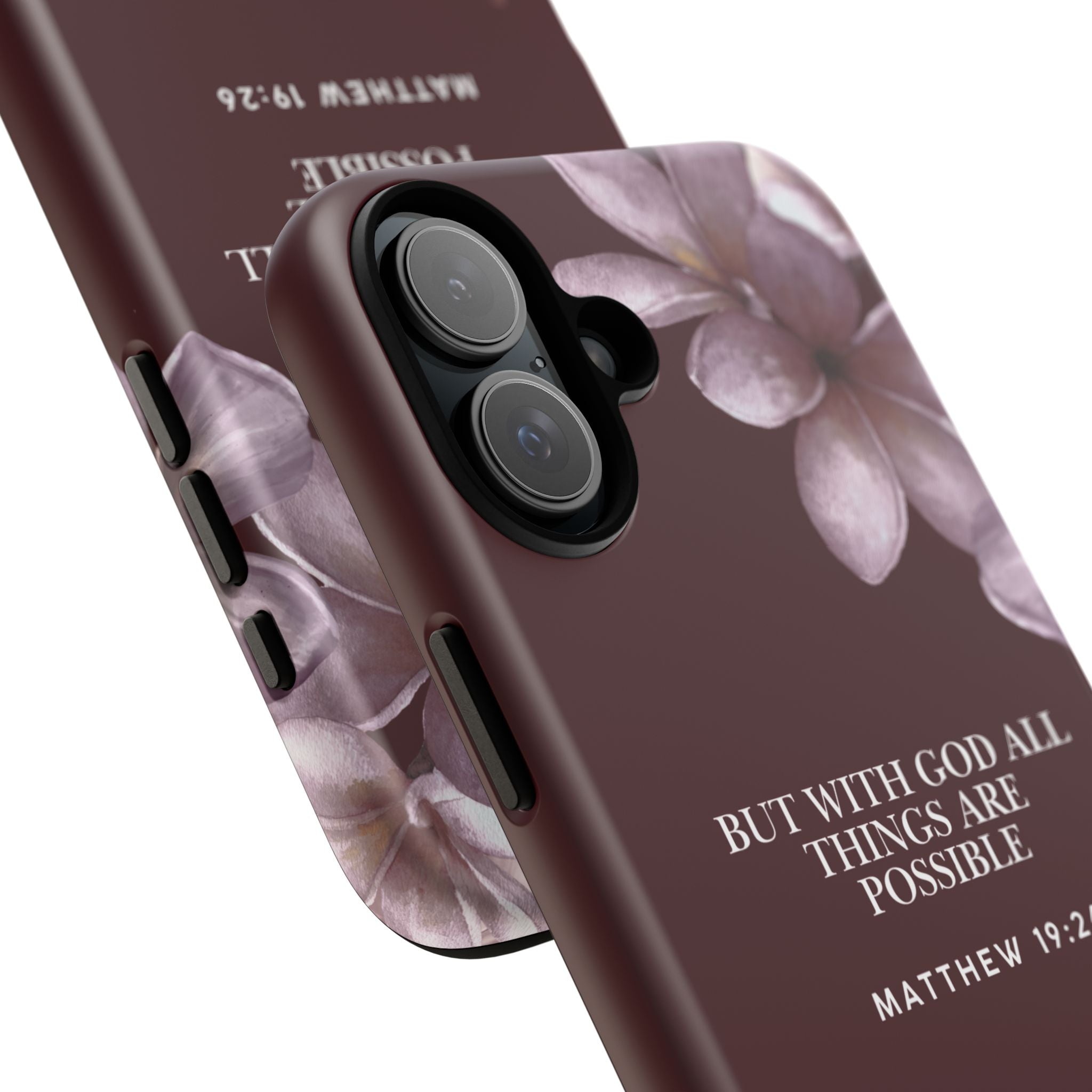 But With God All Things Are Possible — Floral Bible Verse Christian Tough Phone Case