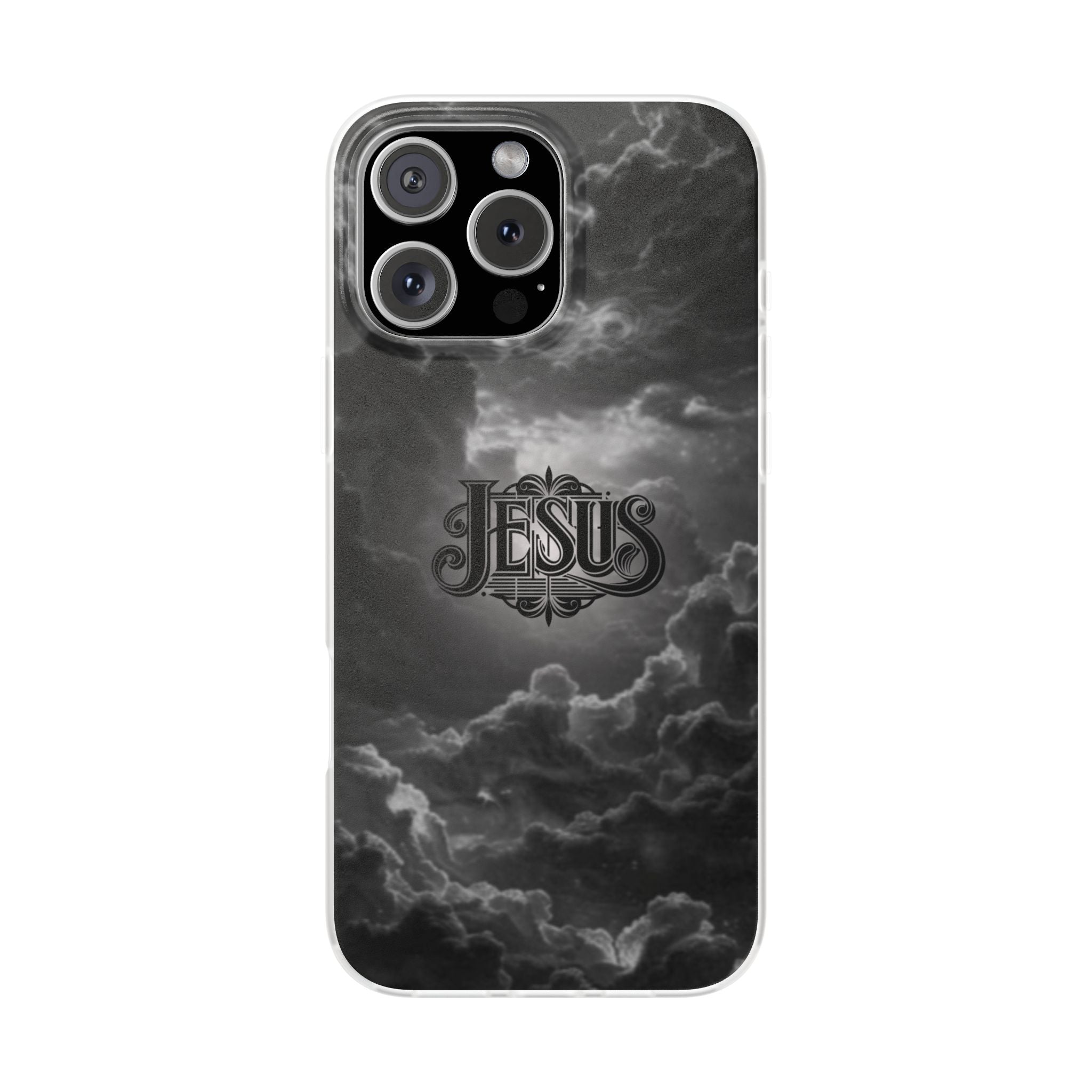 Jesus Cloud Phone Case — Faith-Inspired Flexi Case with 'Jesus' Script