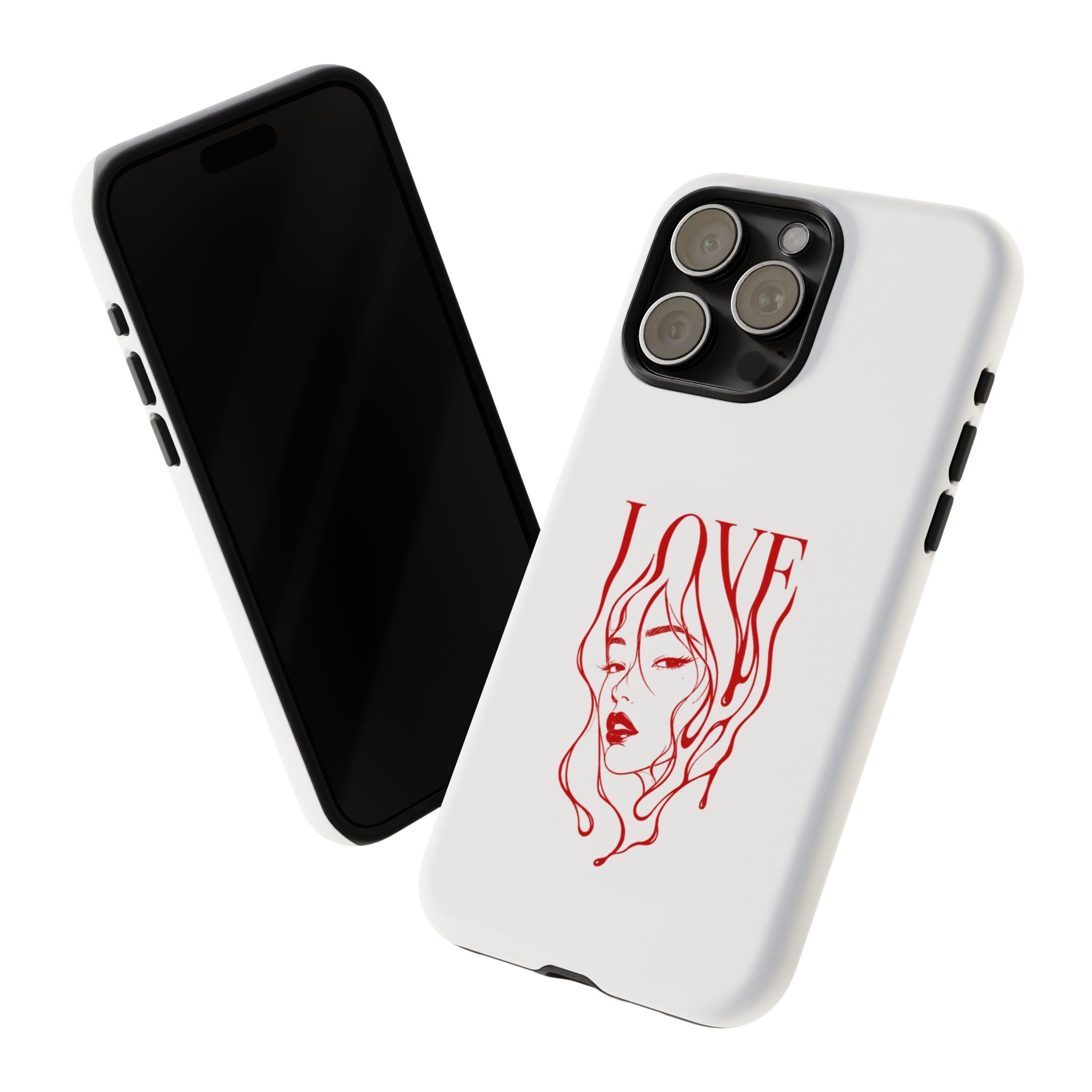 Red Line Art 'Love' Face Design - Tough Case