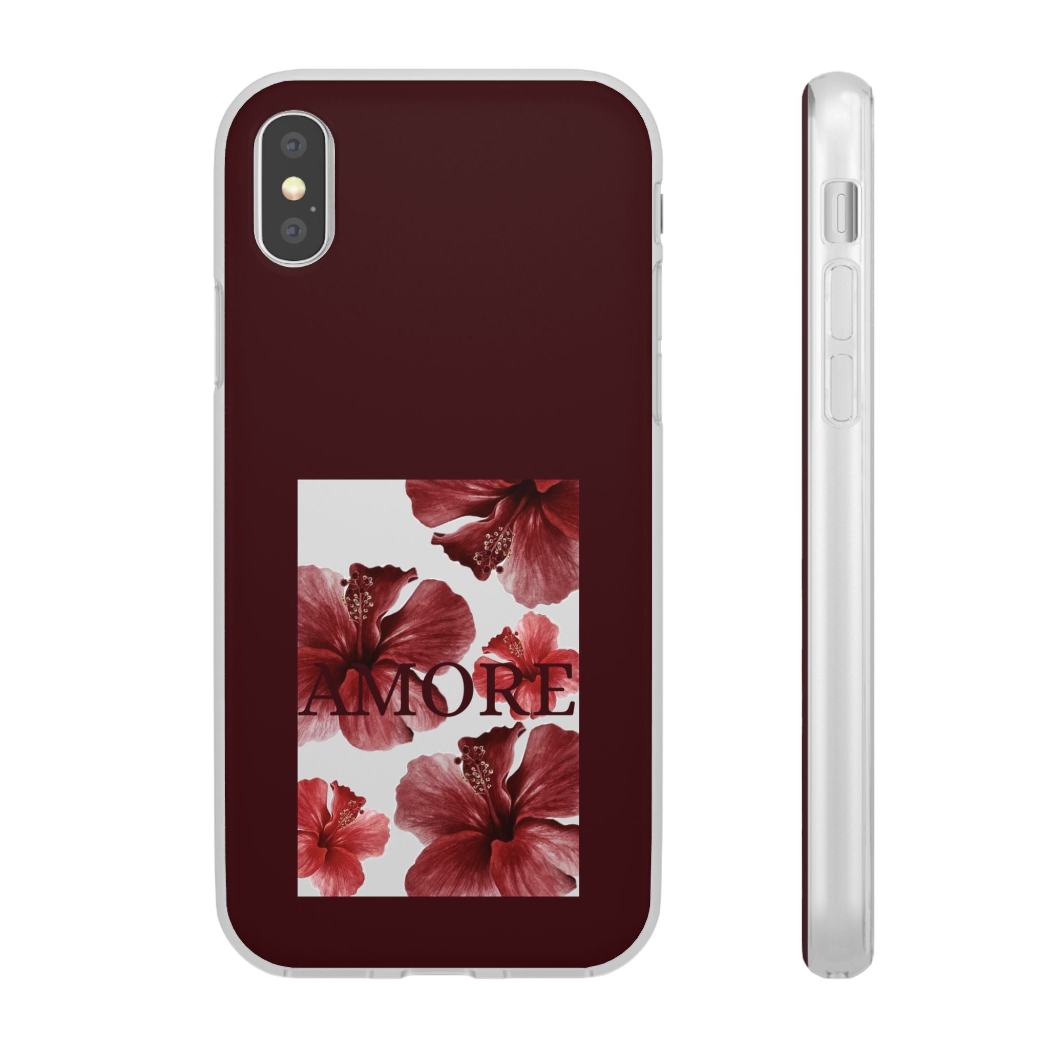 Floral Amore Phone Case — Burgundy Hibiscus Flexible Protection