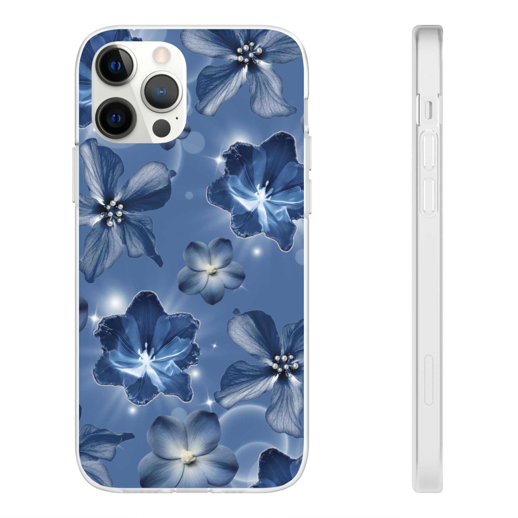 Blue Floral Phone Case — Soft Blue Blossoms Pattern for iPhone