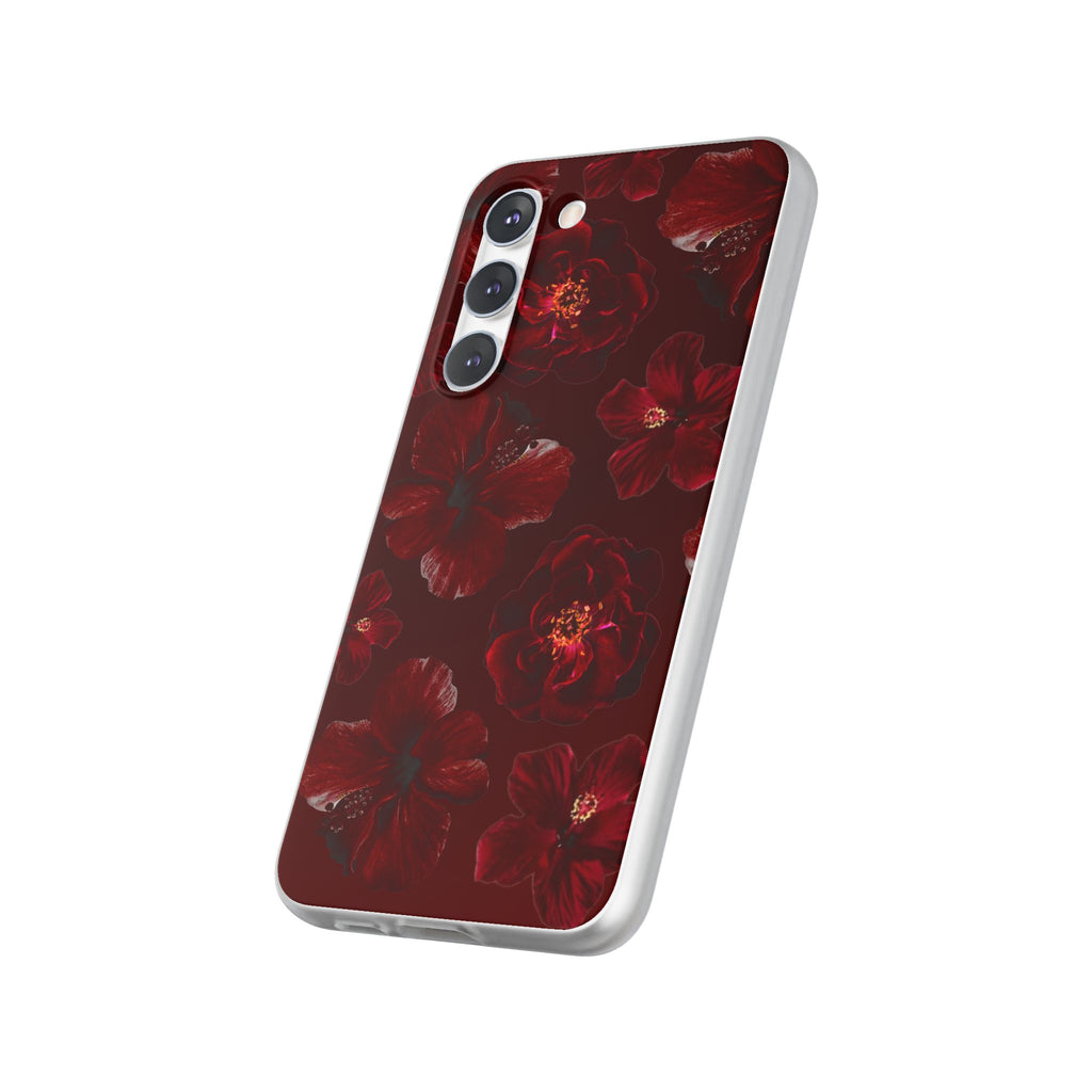 Red Floral Flexi Case — Dark Rose Phone Case