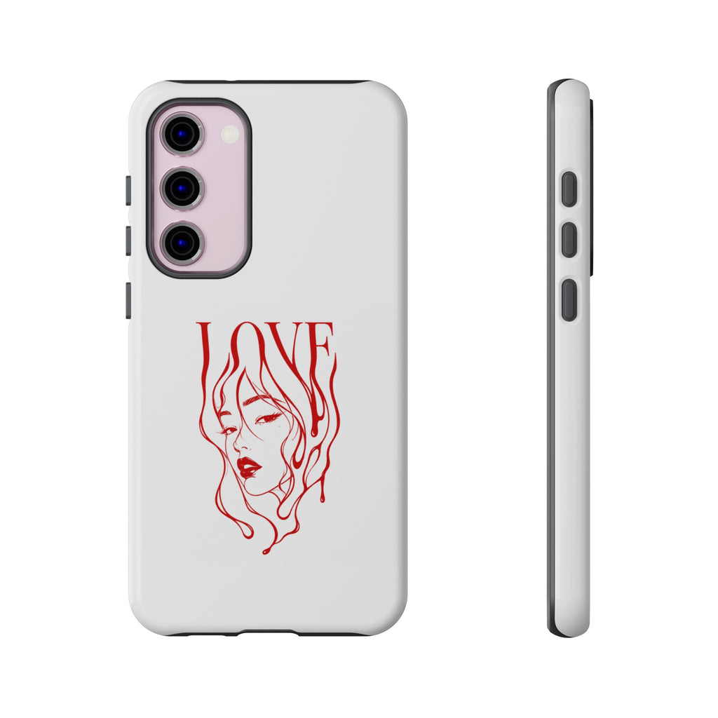 Red Line Art 'Love' Face Design - Tough Case