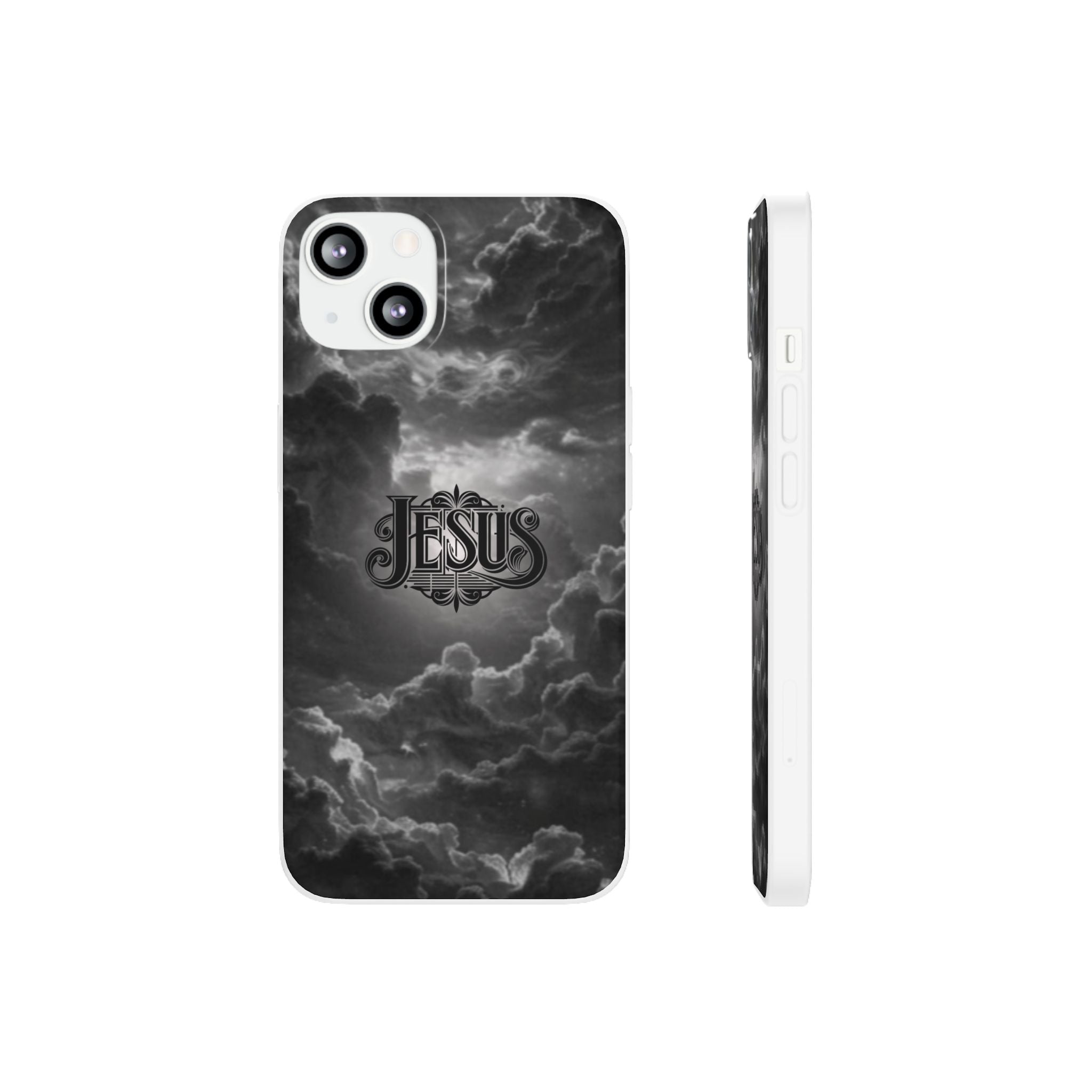 Jesus Cloud Phone Case — Faith-Inspired Flexi Case with 'Jesus' Script