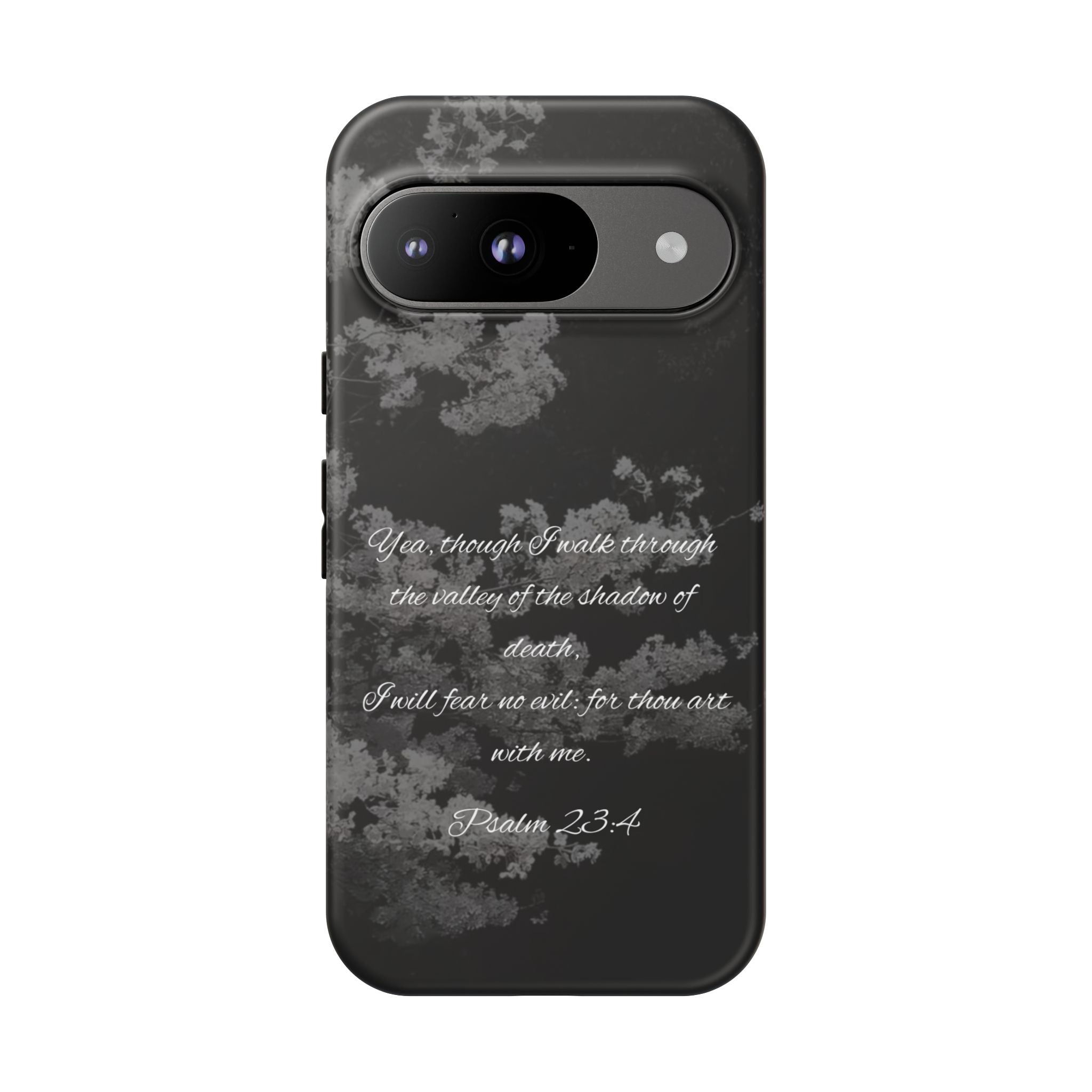 Bible Verse Phone Case — Psalm 23:4 Comfort Black Protective Cover