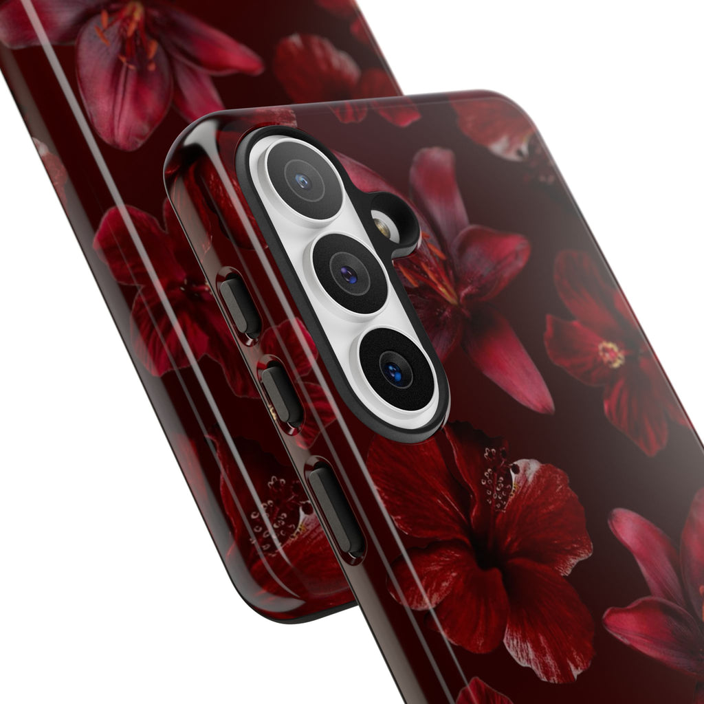 Tough Cases - Dark Red Floral Phone Case