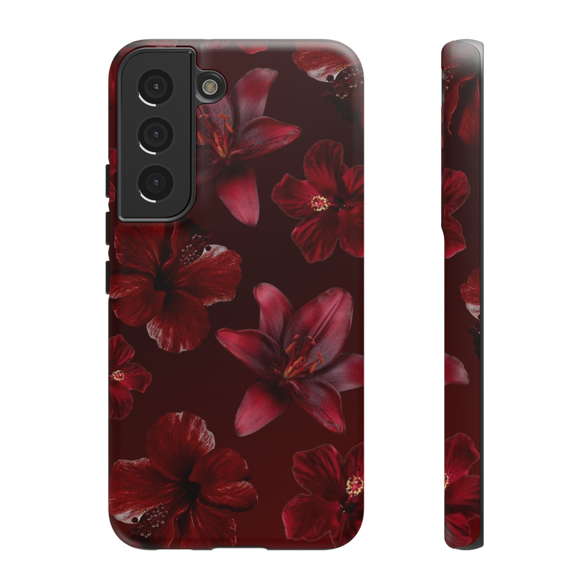 Tough Cases - Dark Red Floral Phone Case
