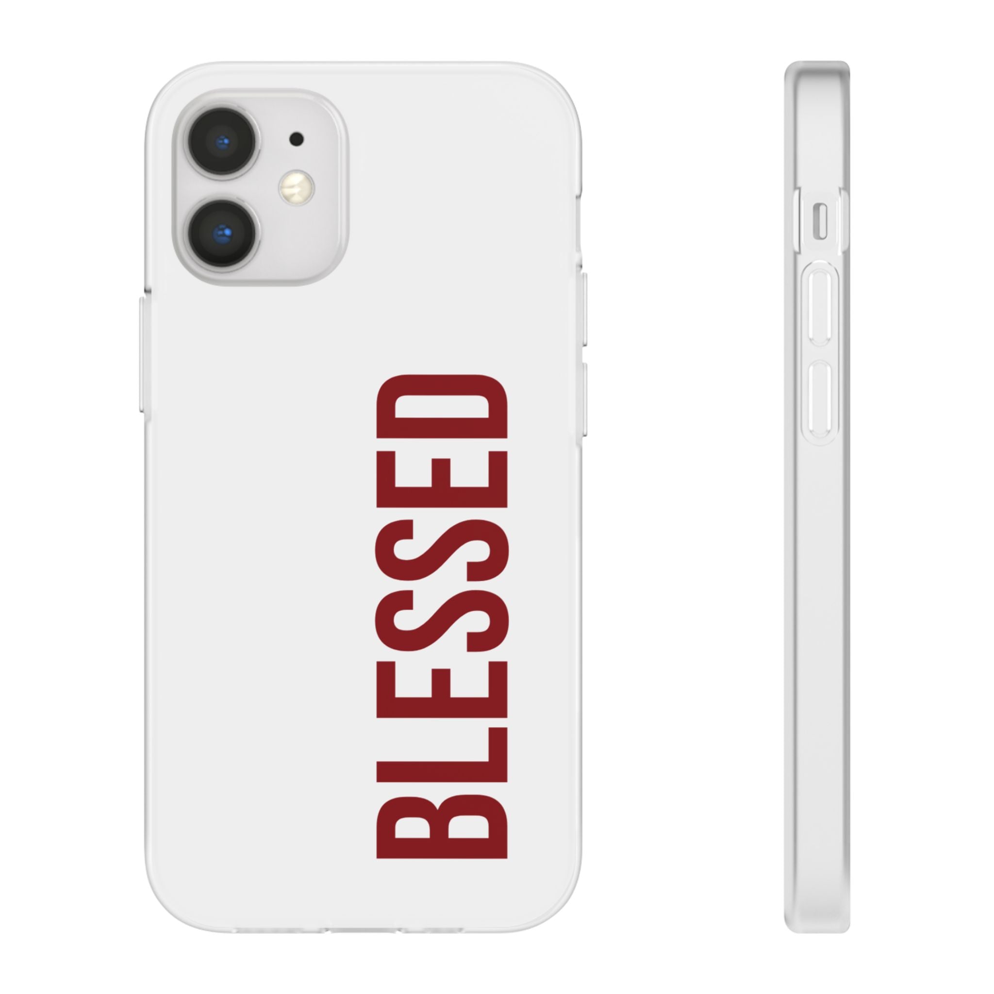 Blessed Phone Case — Vertical Red Typography Clear Flexi Case