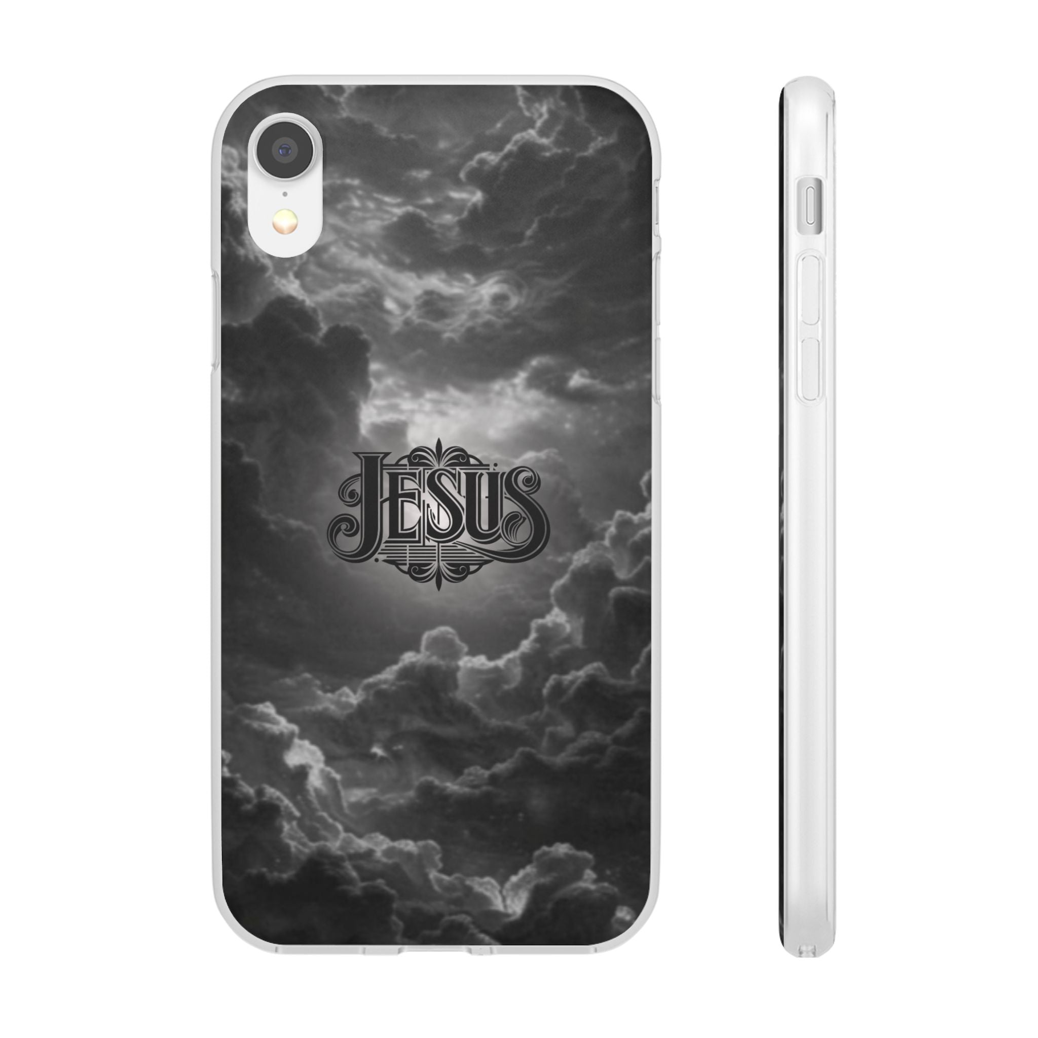 Jesus Cloud Phone Case — Faith-Inspired Flexi Case with 'Jesus' Script