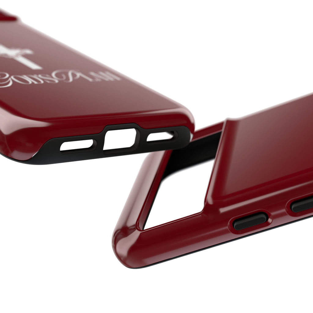 God's Plan — Christian Tough Phone Case | Cross Faith Burgundy Cover