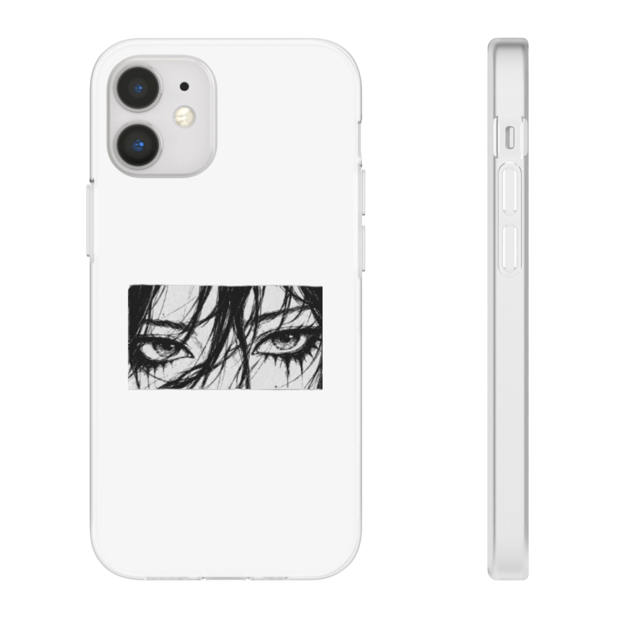 Anime Eyes Illustration Phone Case - Moody Black & White Flexi Case