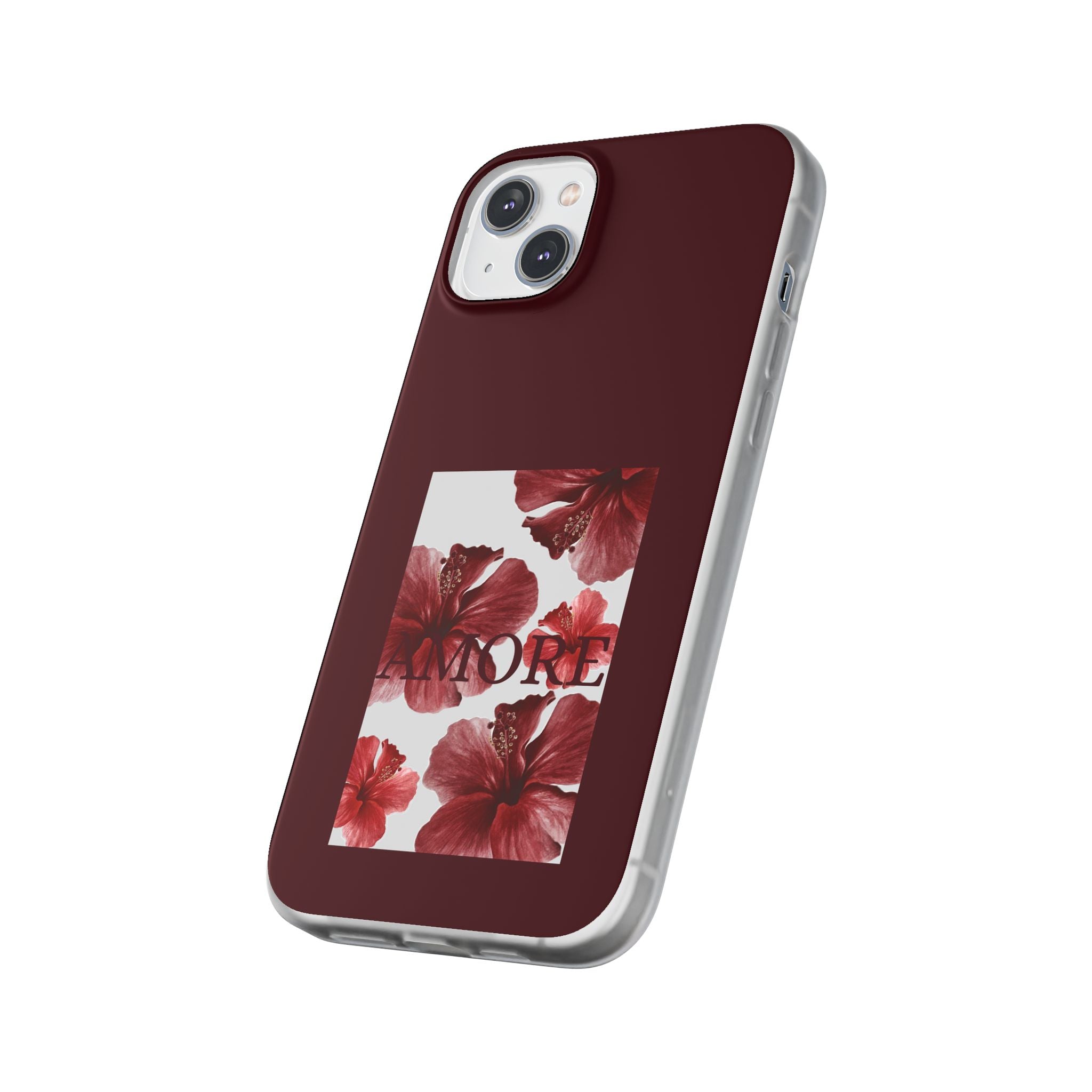 Floral Amore Phone Case — Burgundy Hibiscus Flexible Protection