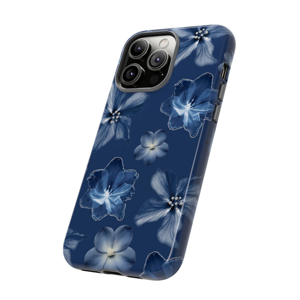 Navy Floral Tough Phone Case — Blue Bloom Protective Cover
