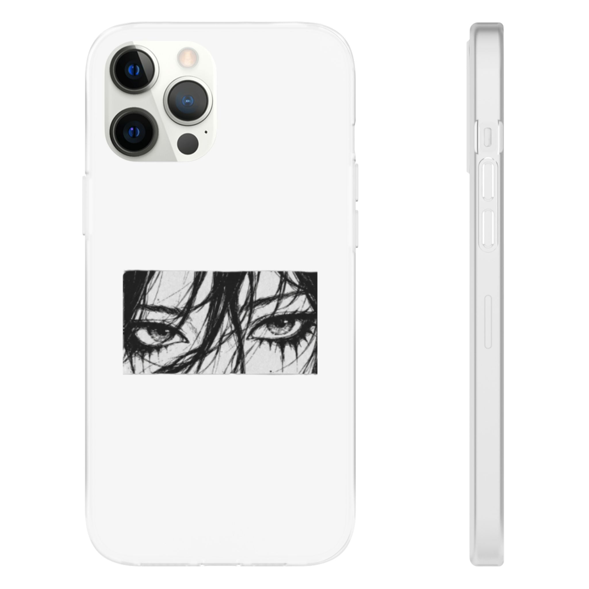 Anime Eyes Illustration Phone Case - Moody Black & White Flexi Case