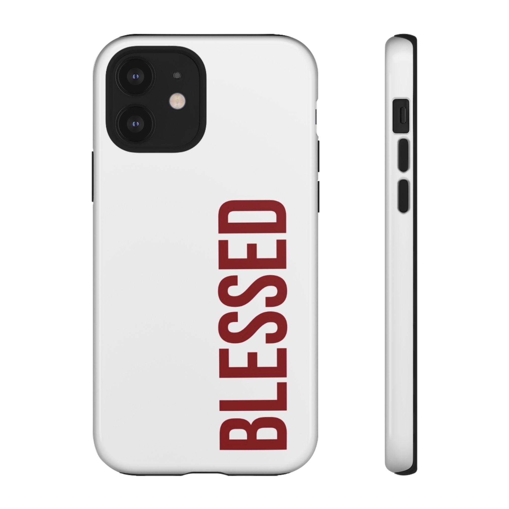 Blessed Vertical Phone Case — Protective Slim iPhone Cover with Red 'BLESSED' Text