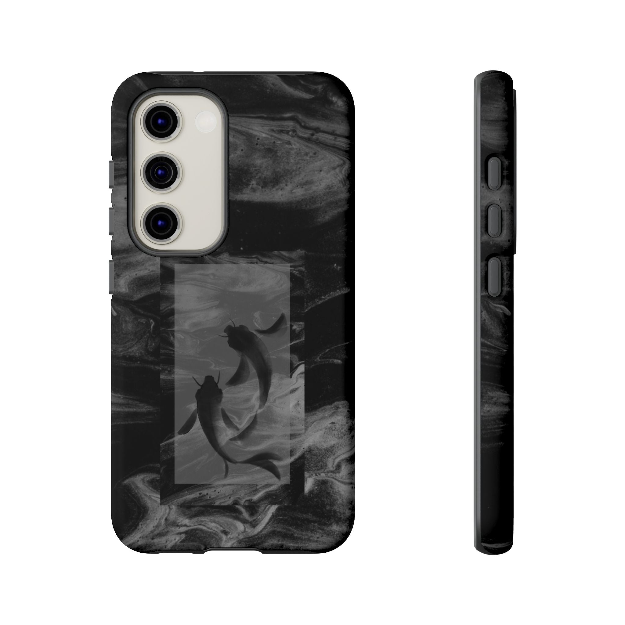 Koi Yin-Yang Marble Phone Case – Black Smoky Art Protection