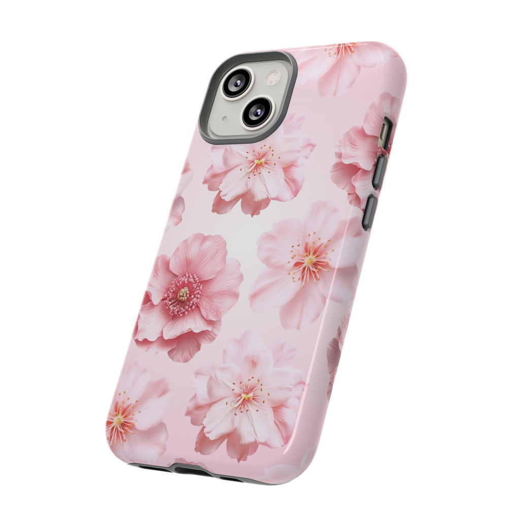 Pink Floral Tough Phone Case — Protective Sakura Blossom Design