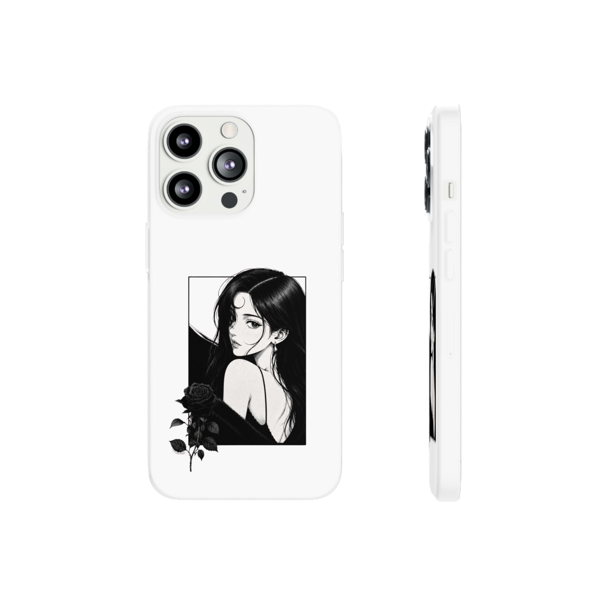 Anime Girl Noir Black Rose Illustration Flexi Case