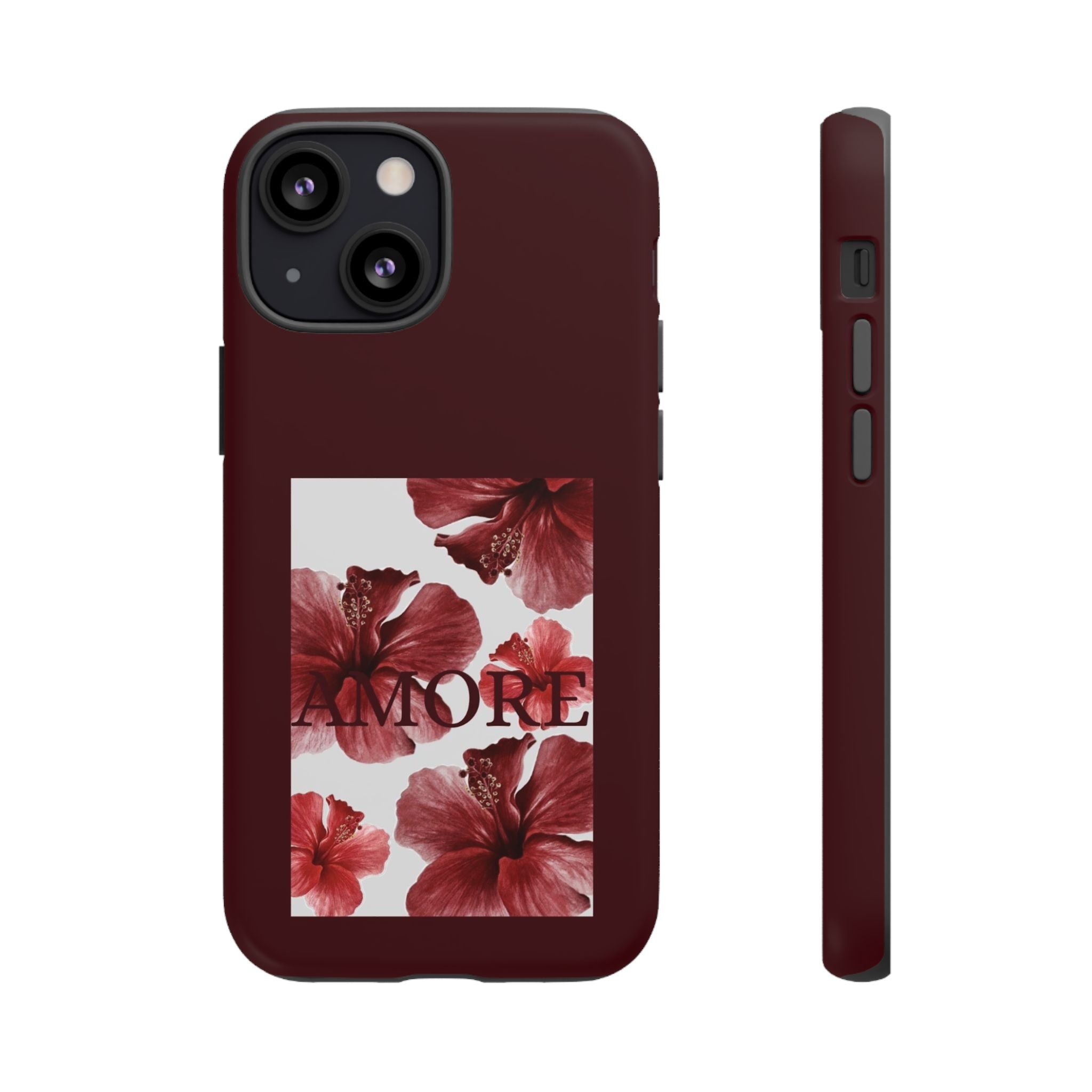 Amore Floral Phone Case — Burgundy Tough Protective Cover