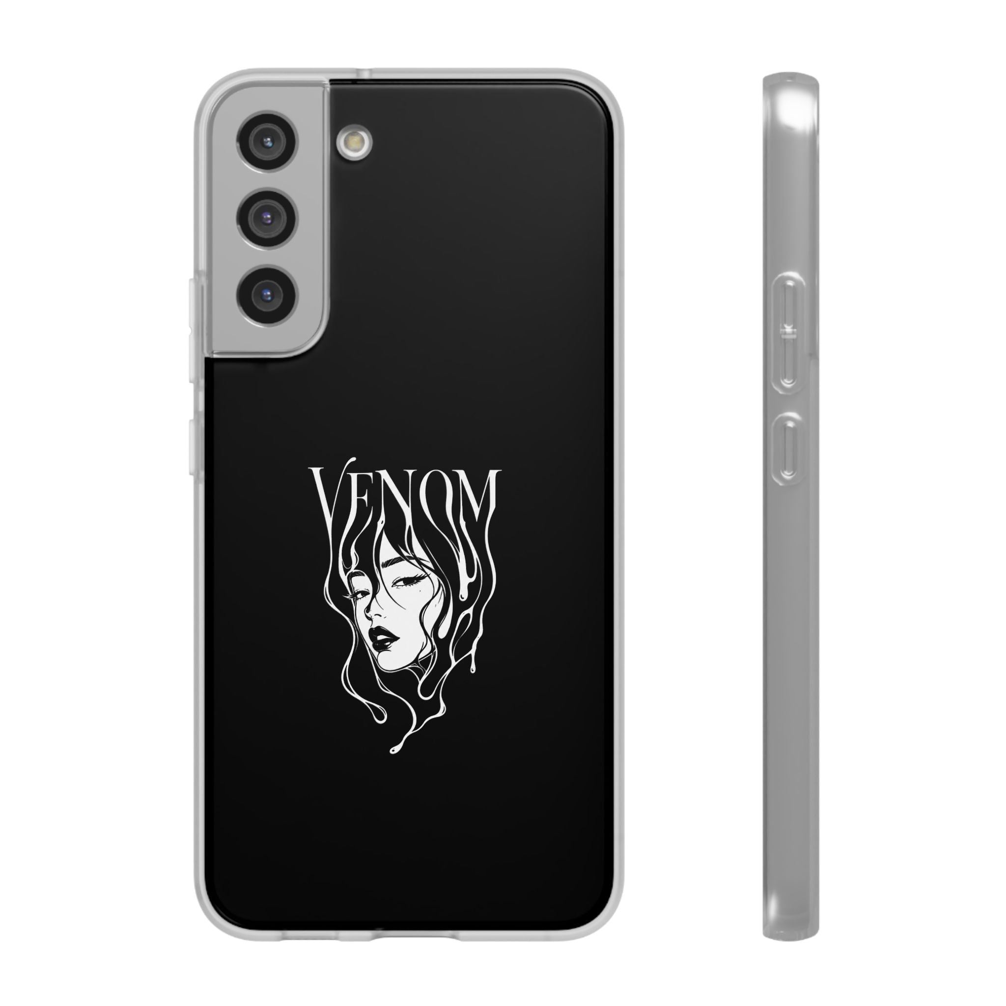 Venom Goth Phone Case — Black Protective Flexible Phone Case with Dark Femme Artwork