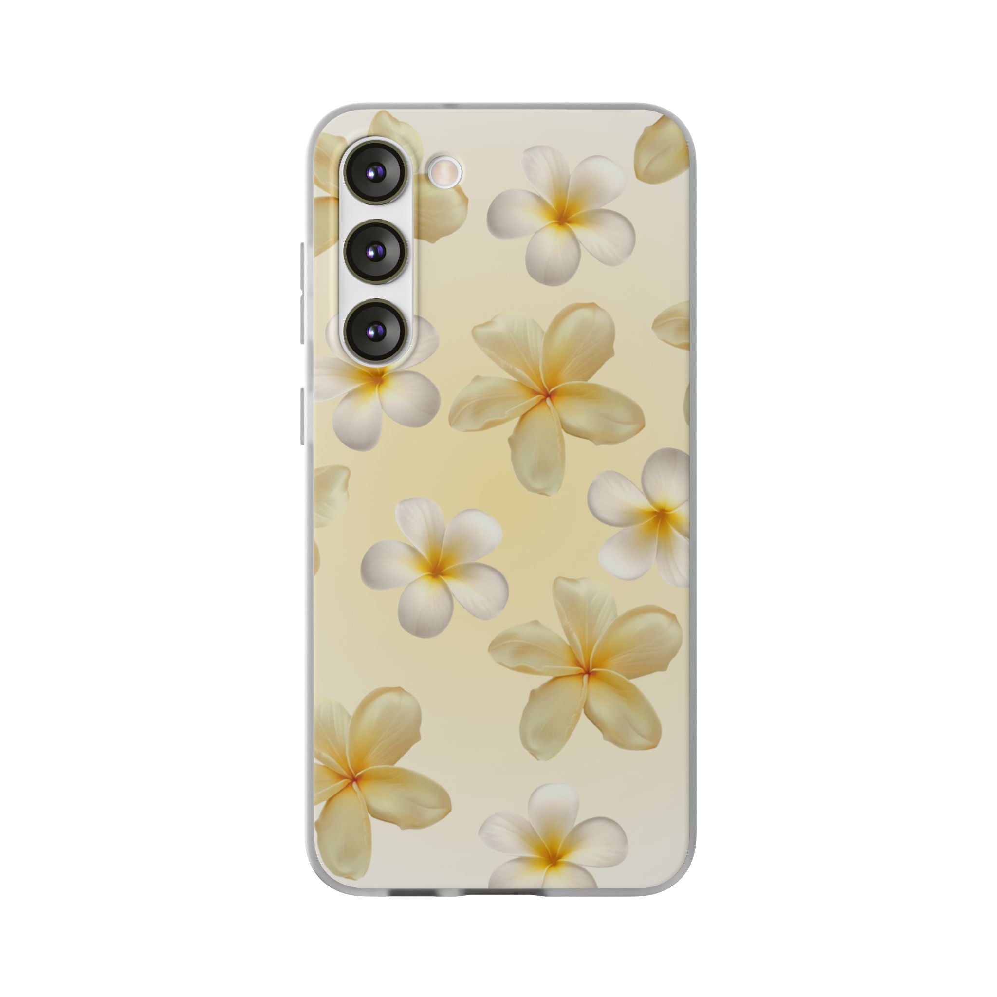 Plumeria Floral Flexi Phone Case — Tropical Yellow Flower Protective Cover