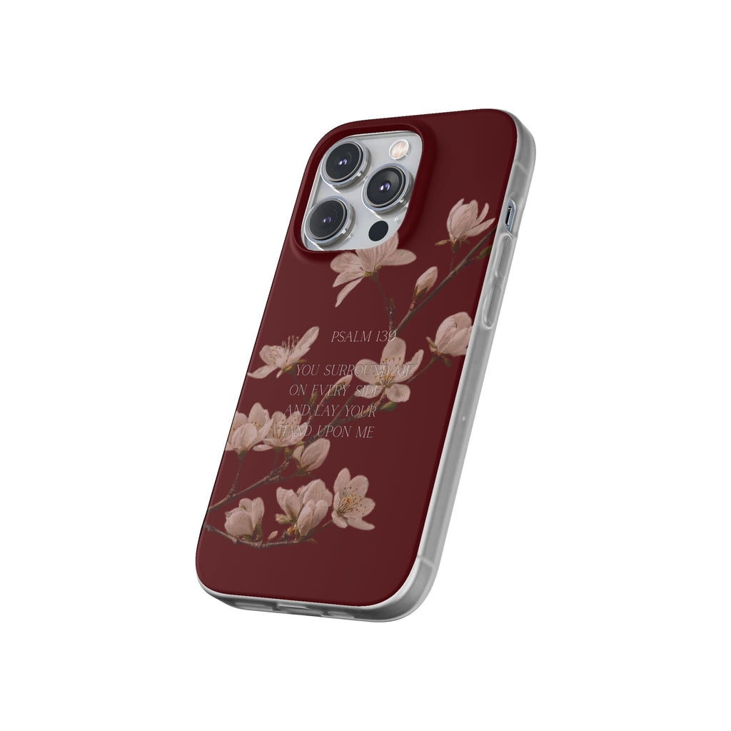 Floral Psalm Phone Case — Psalm 139 Scripture Cherry Blossom iPhone Cover