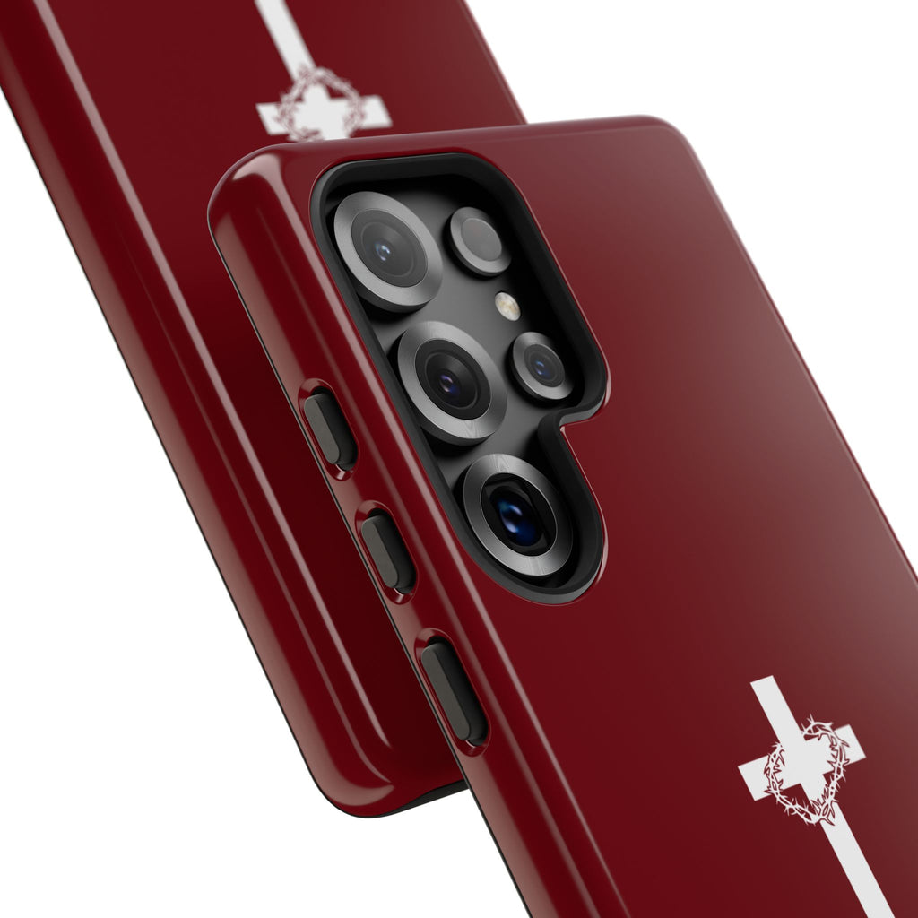 God's Plan — Christian Tough Phone Case | Cross Faith Burgundy Cover