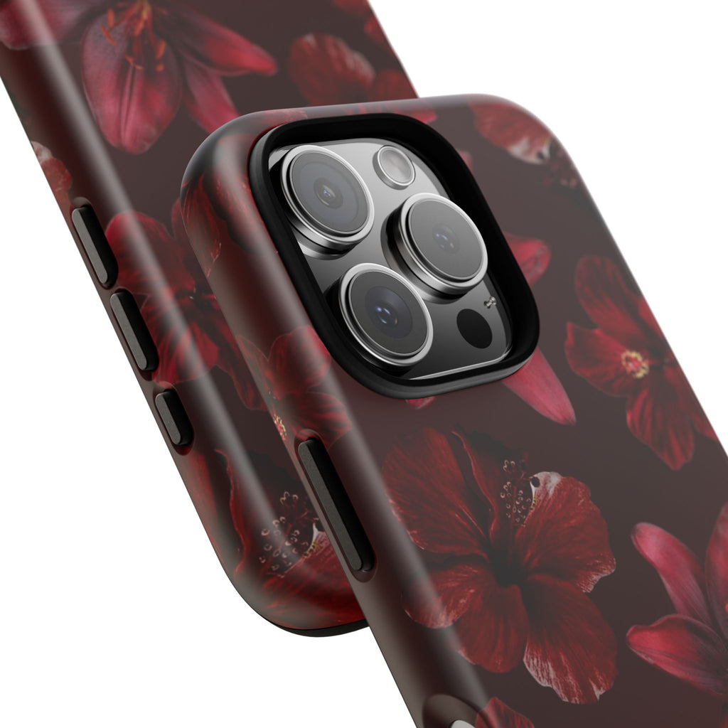 Tough Cases - Dark Red Floral Phone Case