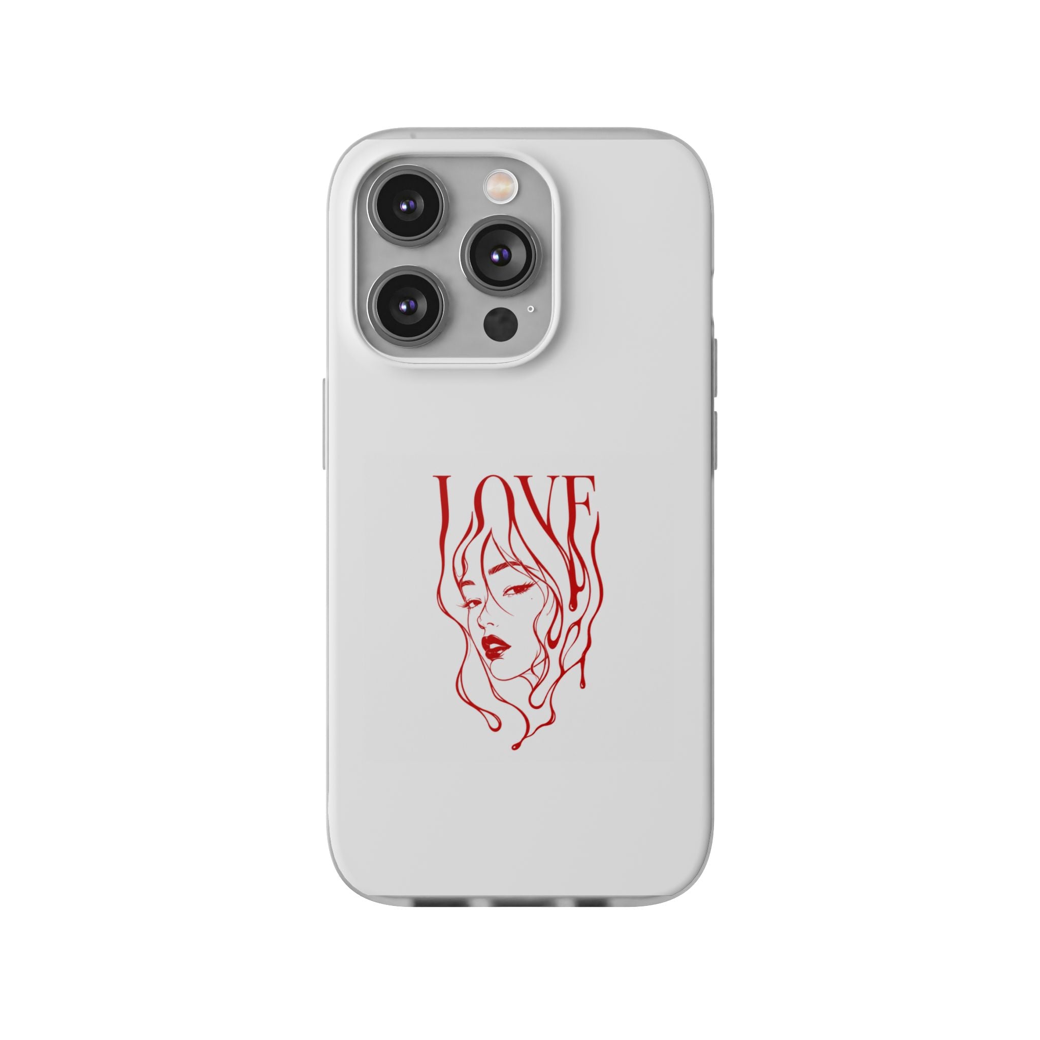 Red Line Art 'LOVE'  Face Design - Flexi Case