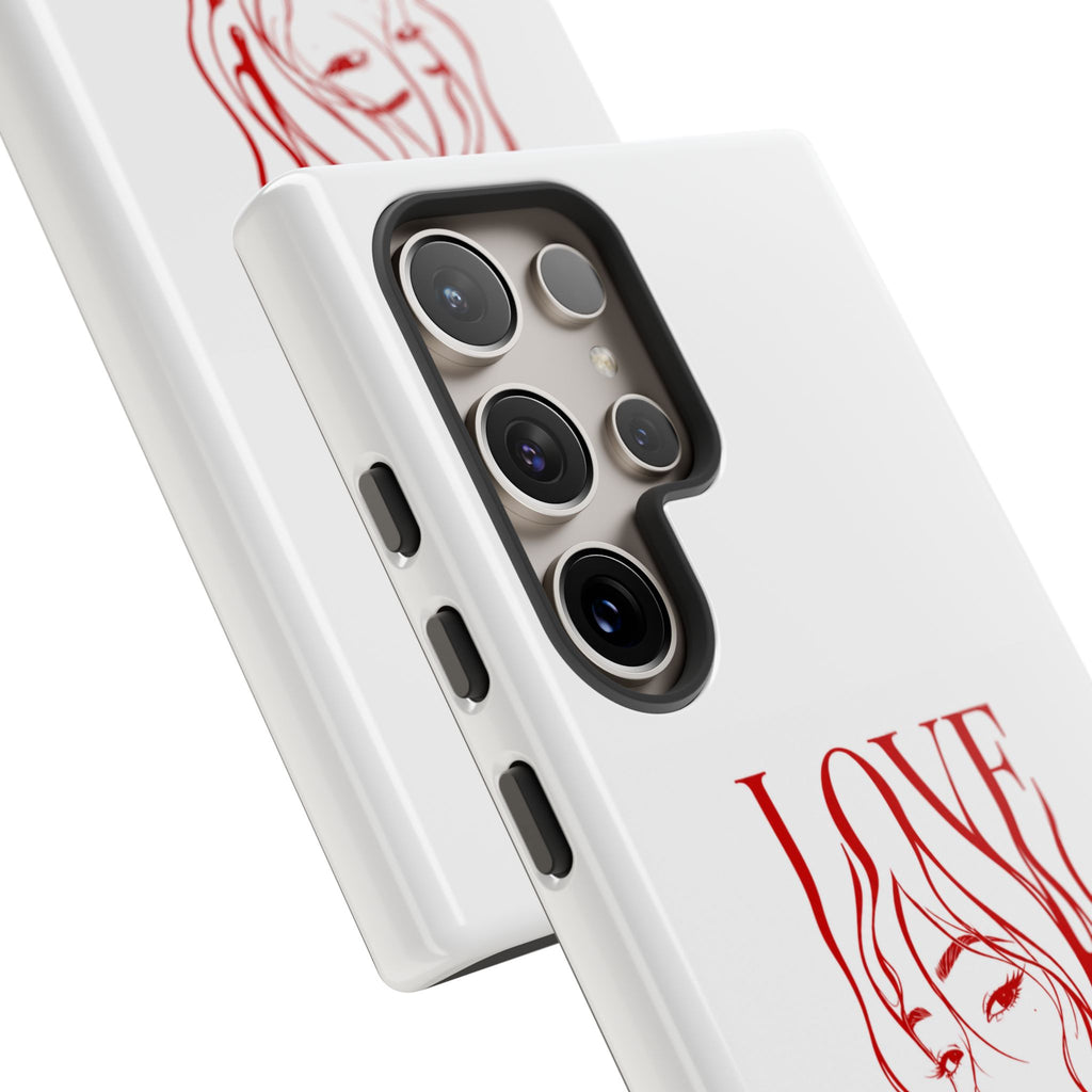 Red Line Art 'Love' Face Design - Tough Case