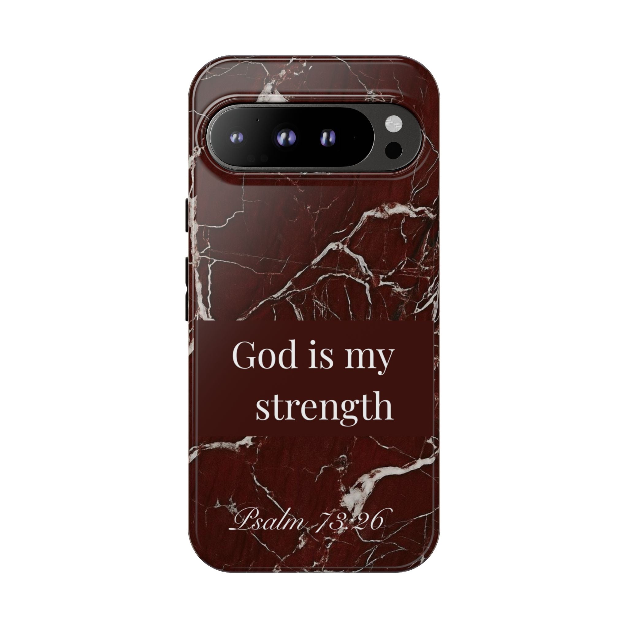 God Is My Strength — Psalm 73:26 Christian Tough Phone Case | Marble Faith Cover
