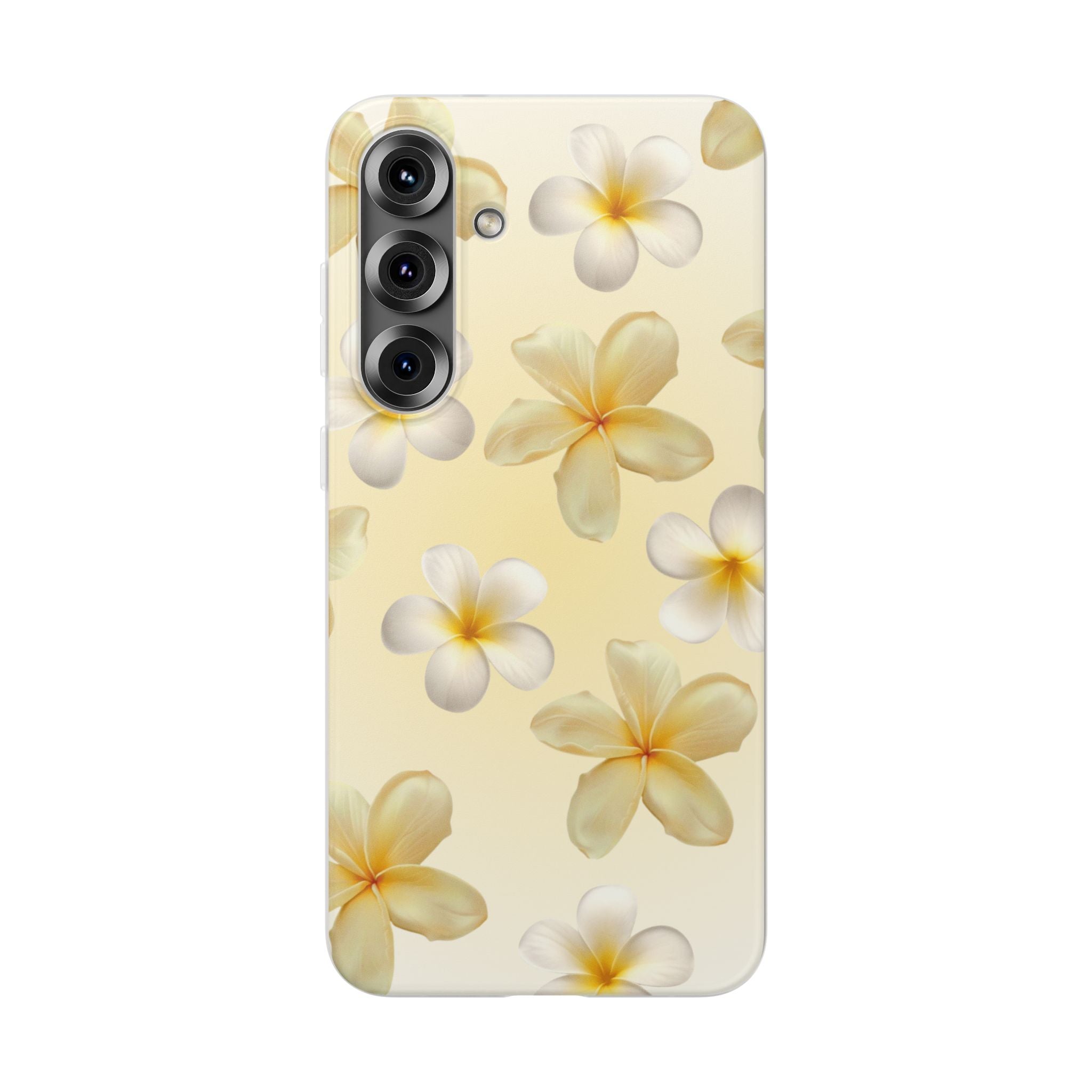 Plumeria Floral Flexi Phone Case — Tropical Yellow Flower Protective Cover