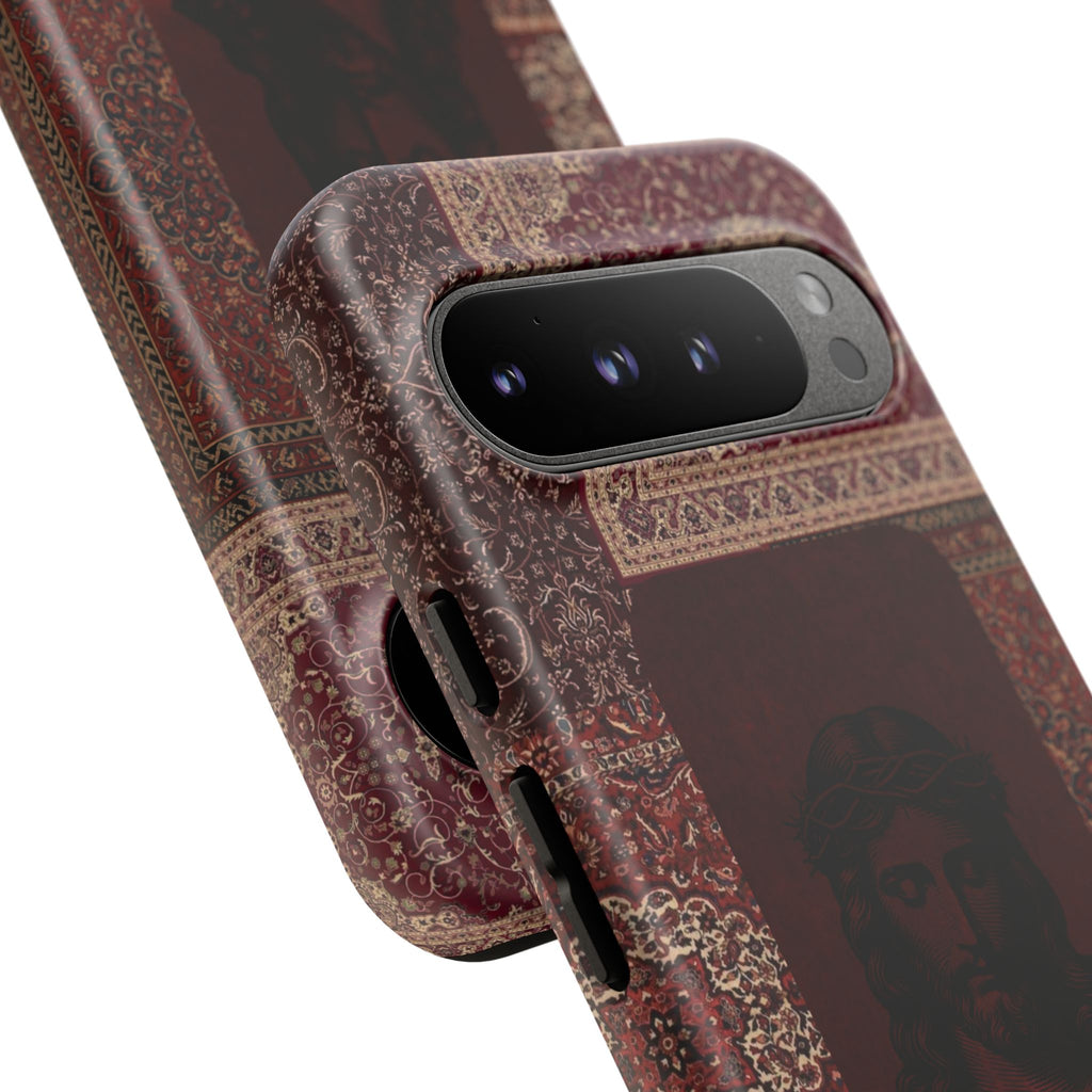 Religious Vintage Rug Phone Case — Jesus Portrait Tough Case